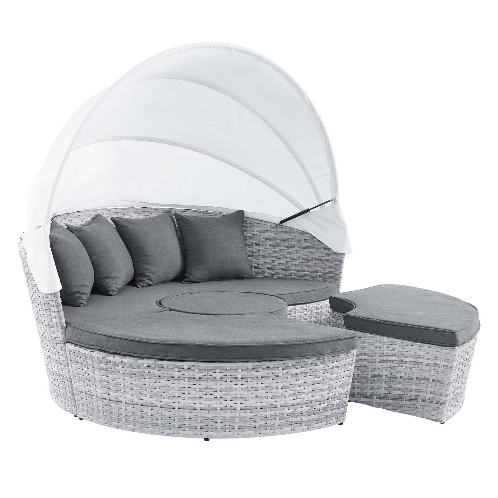Modway Scottsdale Canopy Sunbrella® Outdoor Patio Daybed in Light Gray Gray