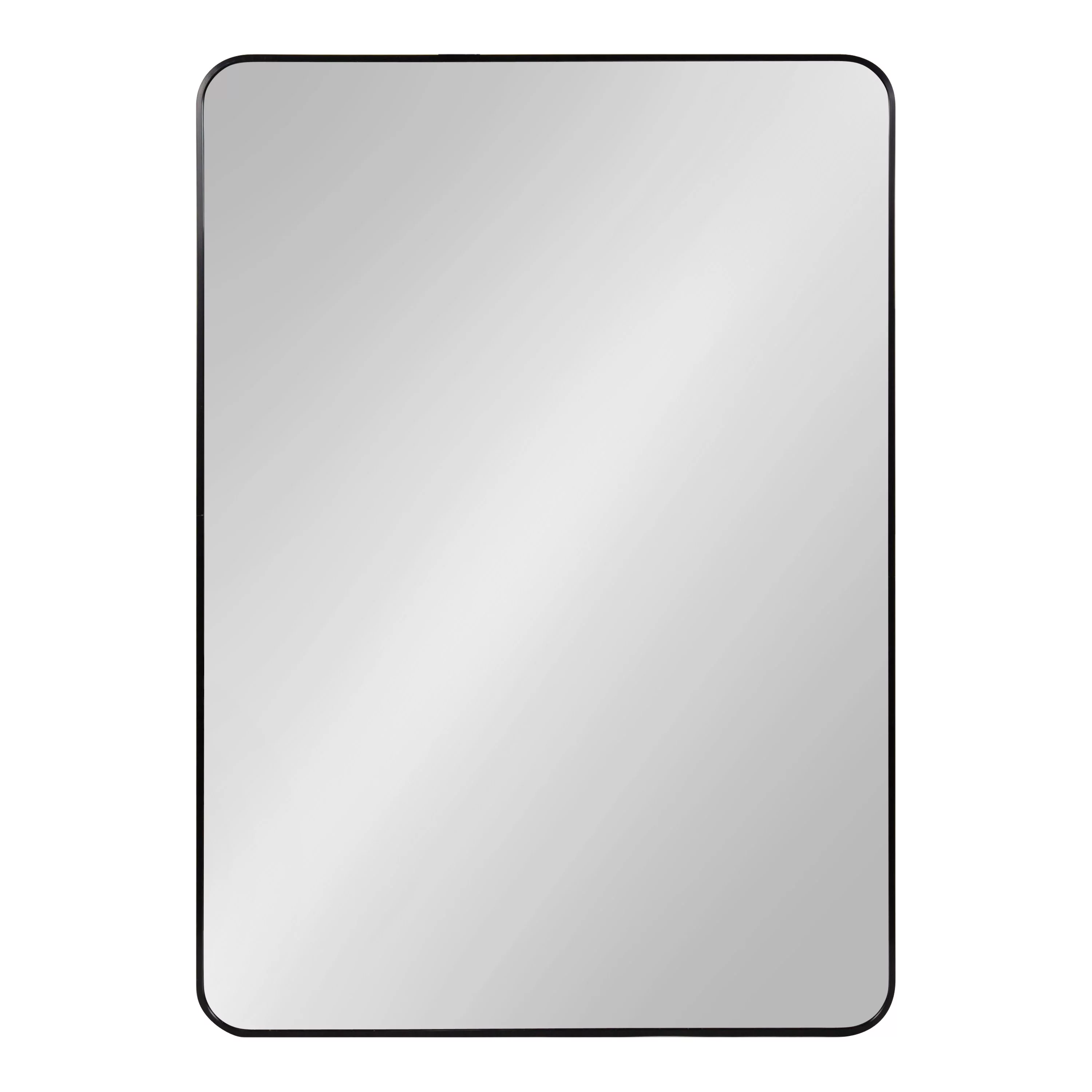 Kate and Laurel Zayda Radius Rectangle Wall Mirror, 30 x 42, Black, Metal Framed Minimalist Rectangular Mirror with Rounded Corners