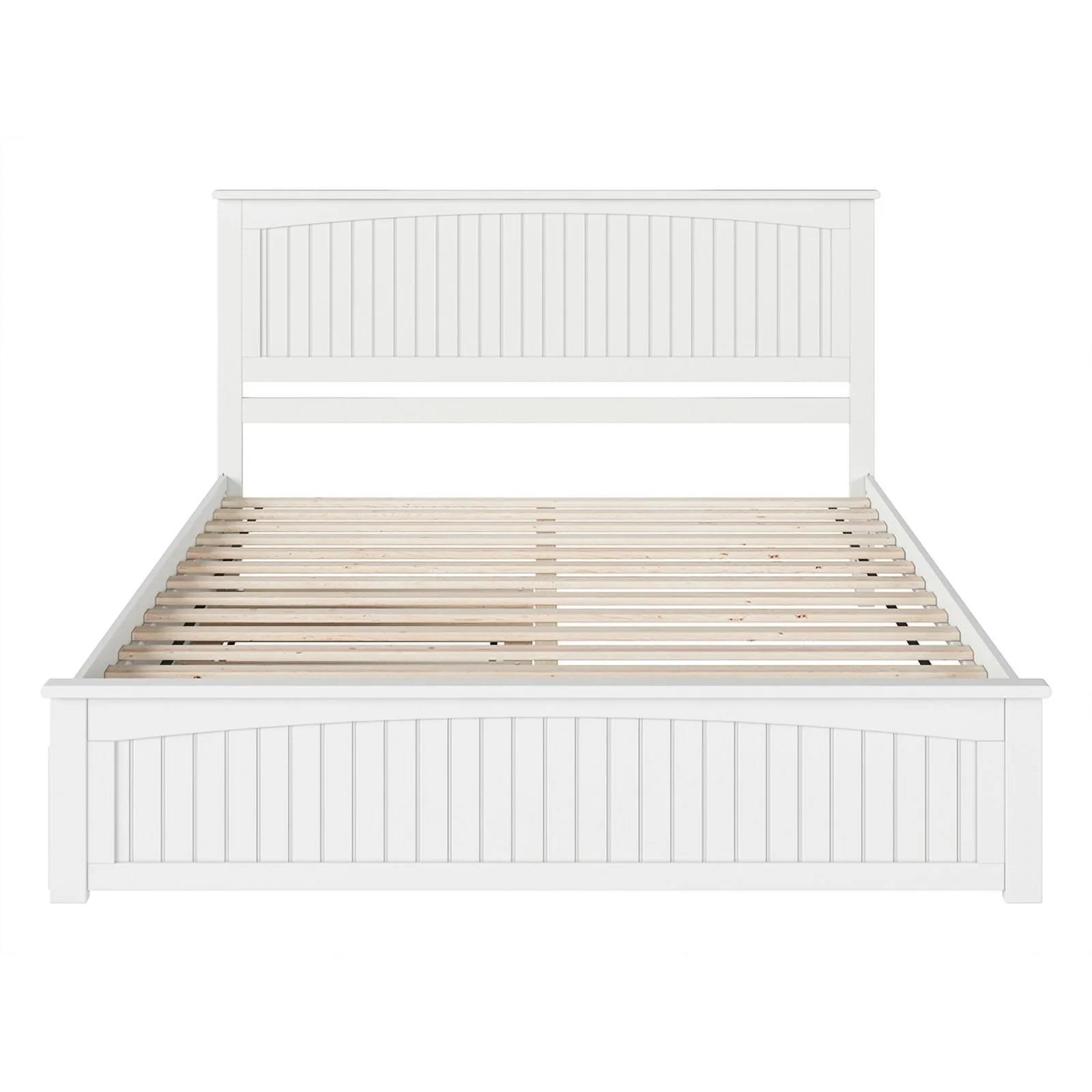 Nantucket King Wood Platform Bed with Matching Footboard & TXL Trundle in White