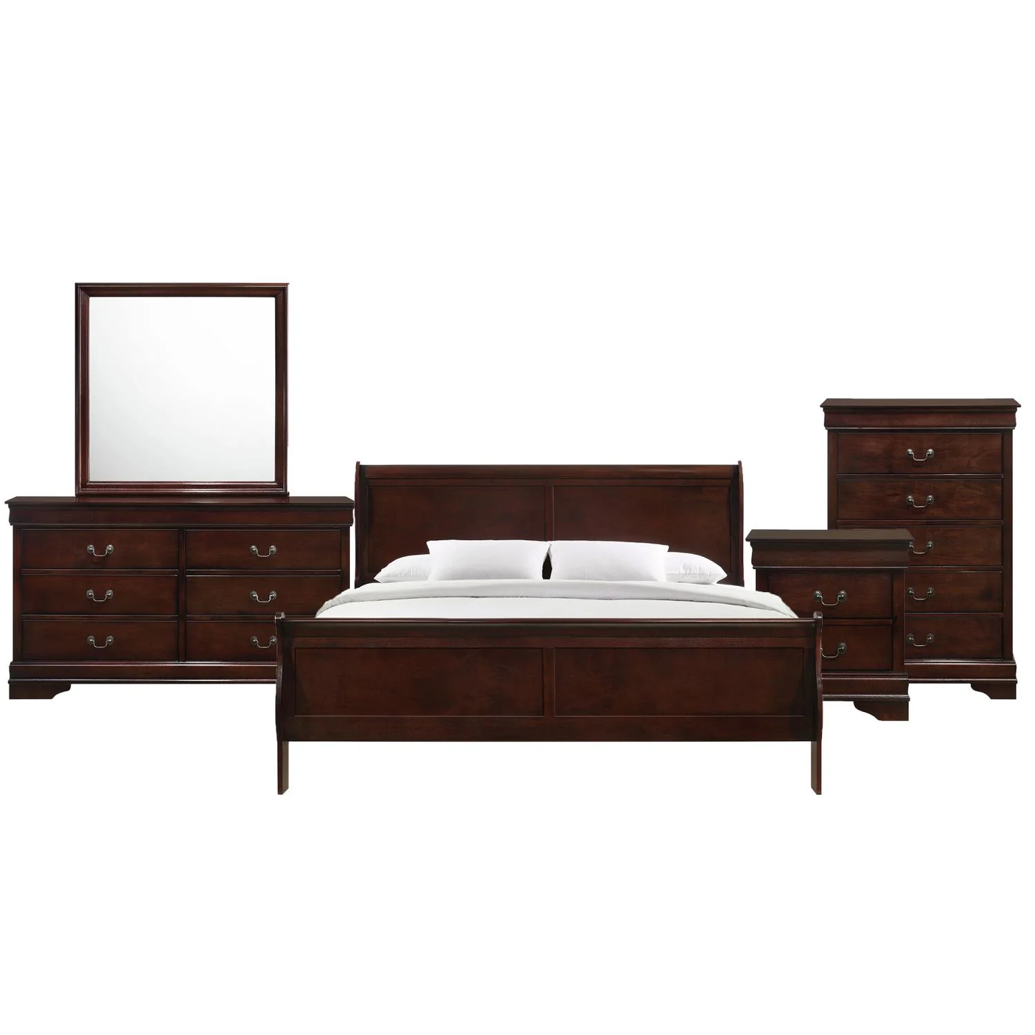Picket House Furnishings Ellington King Panel 5PC Bedroom Set in Cherry