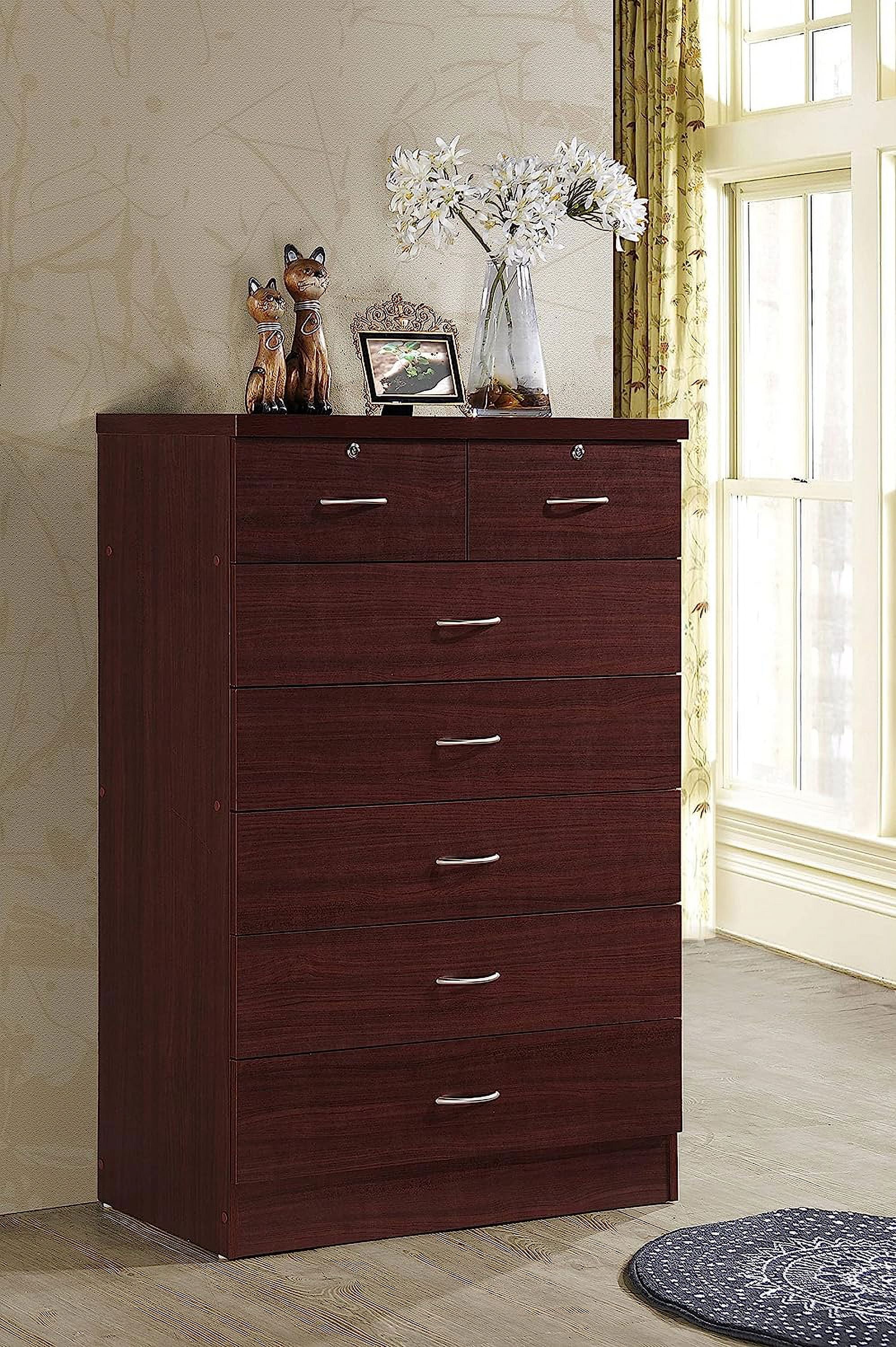 IMPORT HI70DR Black 7 with Locks On 2-Top Chest of Drawers