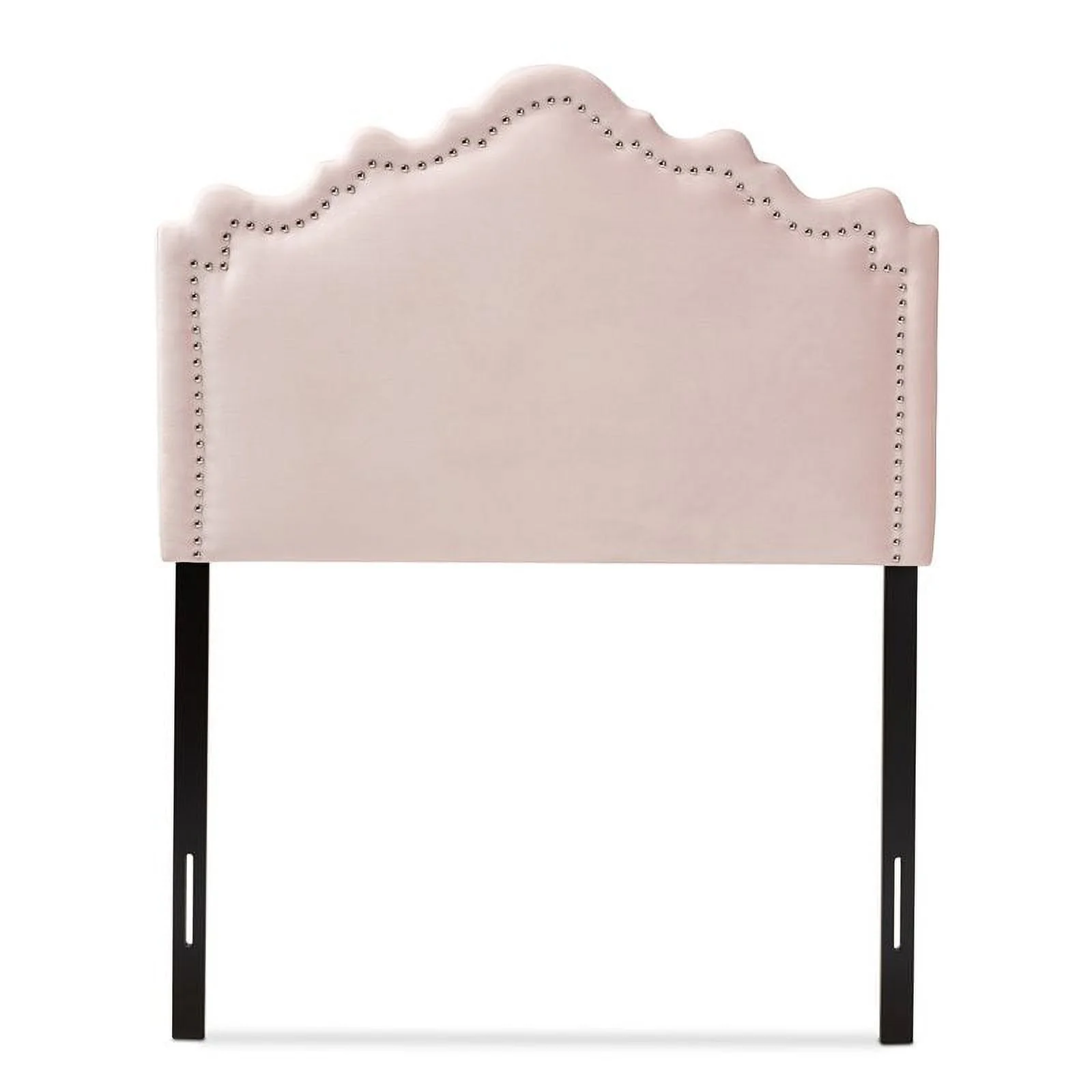 Bowery Hill Contemporary Velvet Twin Headboard in Light Pink