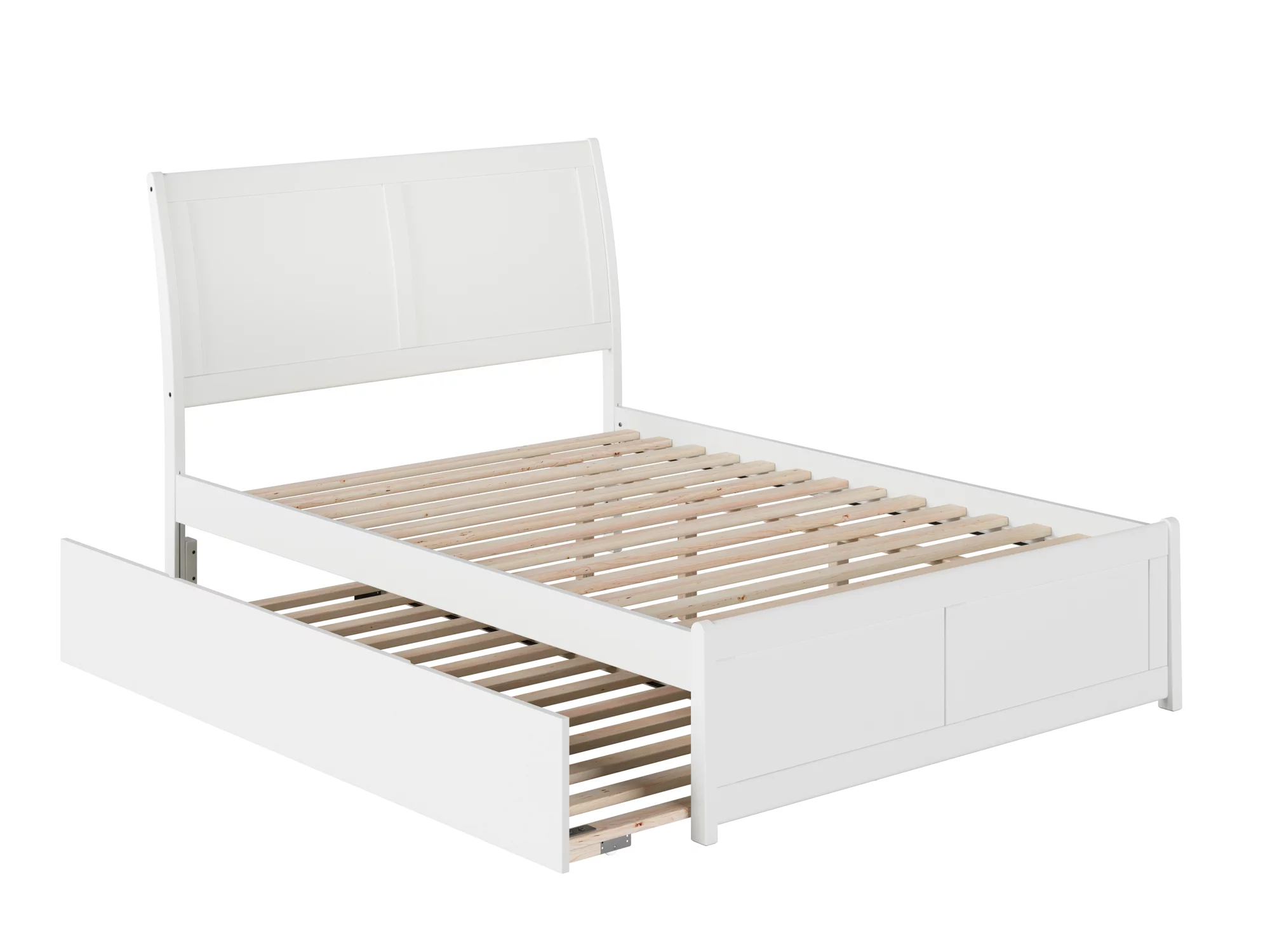 Portland Full Platform Bed with Matching Foot Board with Full Size Urban Trundle Bed in White