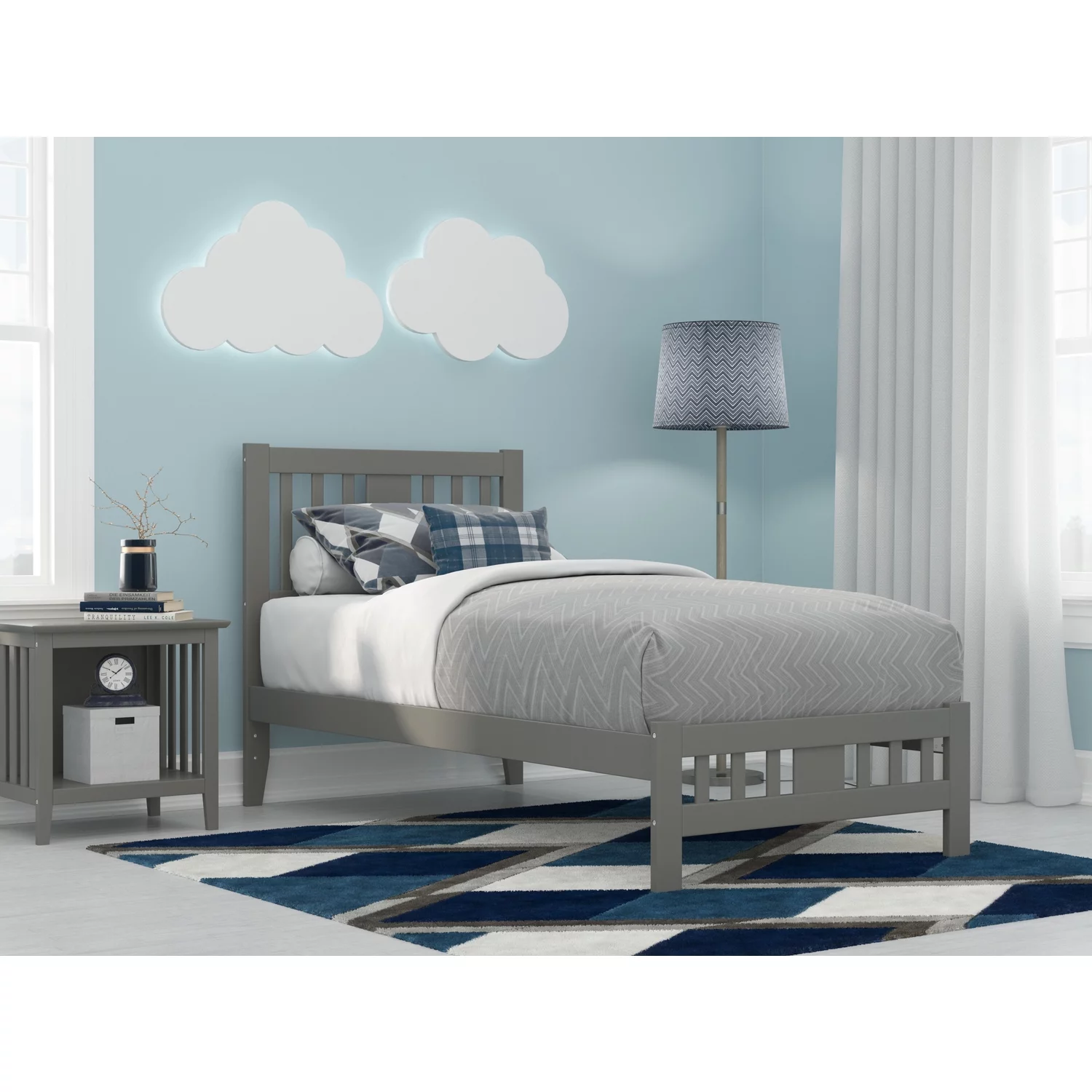 AFI Tahoe Transitional Solid Wood Twin Bed with Footboard in Gray