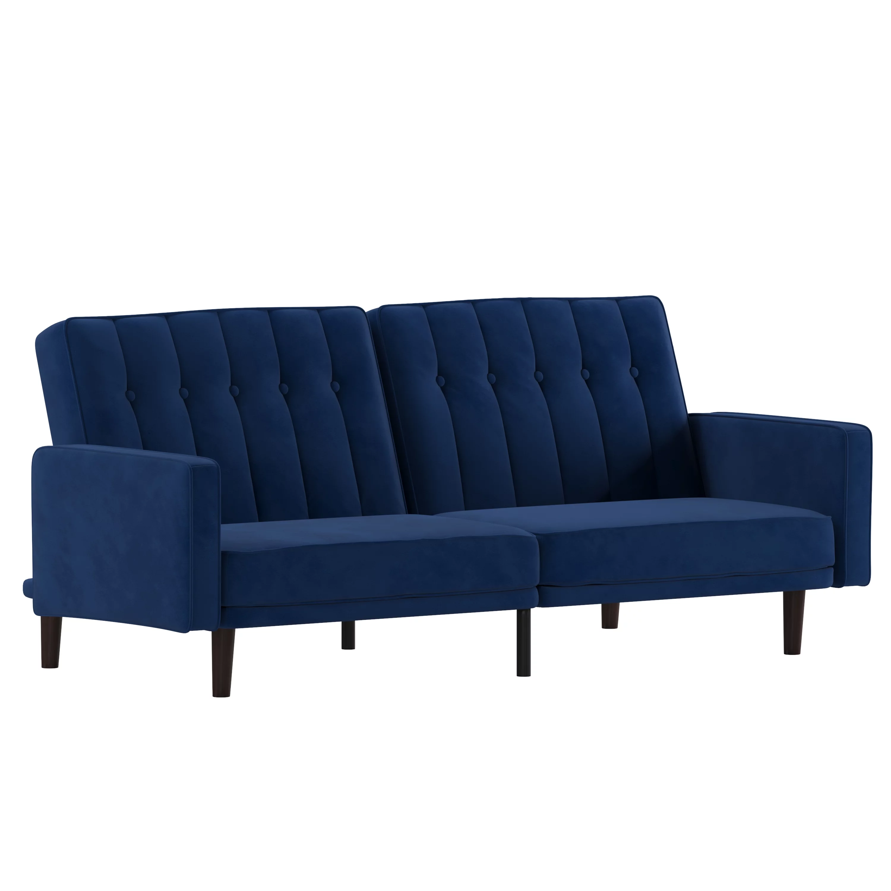 Merrick Lane Mid Century Modern Split-Back Sofa Futon with 3 Recline Positions In Elegant Navy Velvet Upholstery