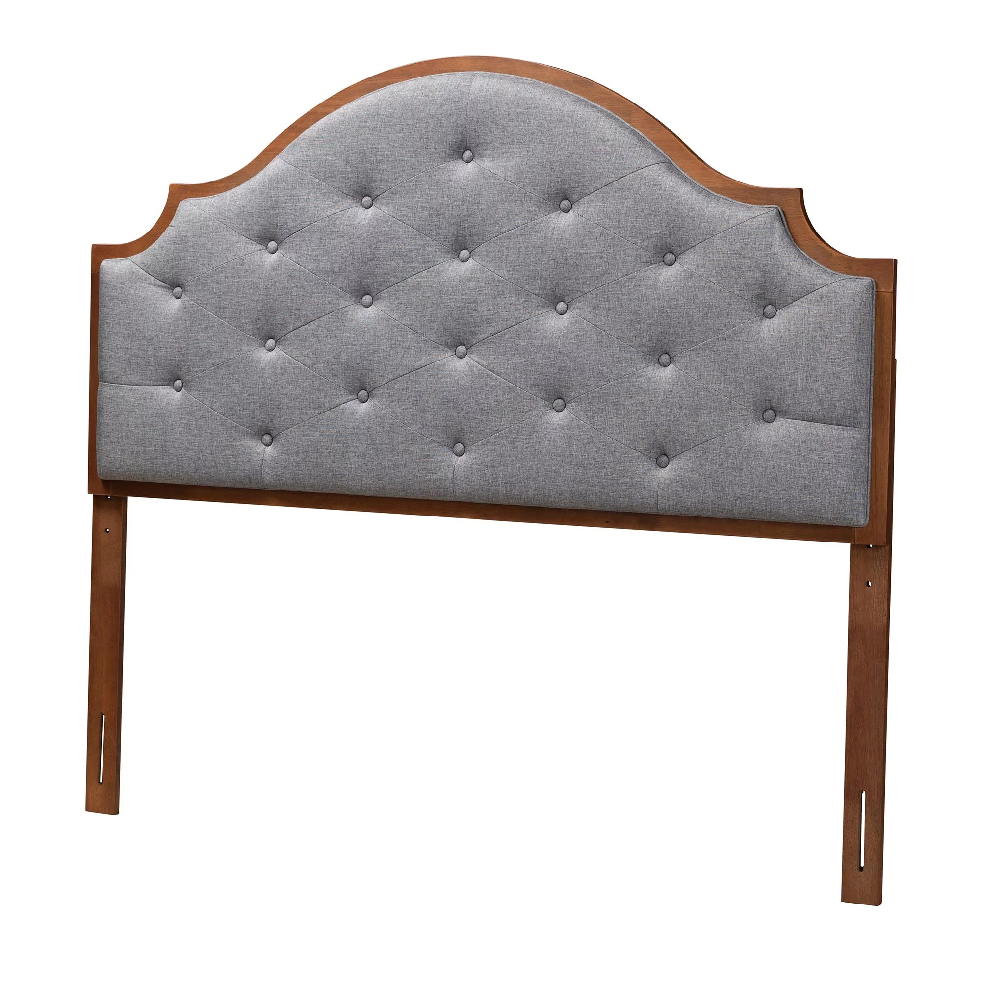 Baxton Studio Premala Classic and Traditional Grey Fabric and Walnut Brown Finished Wood King Size Headboard