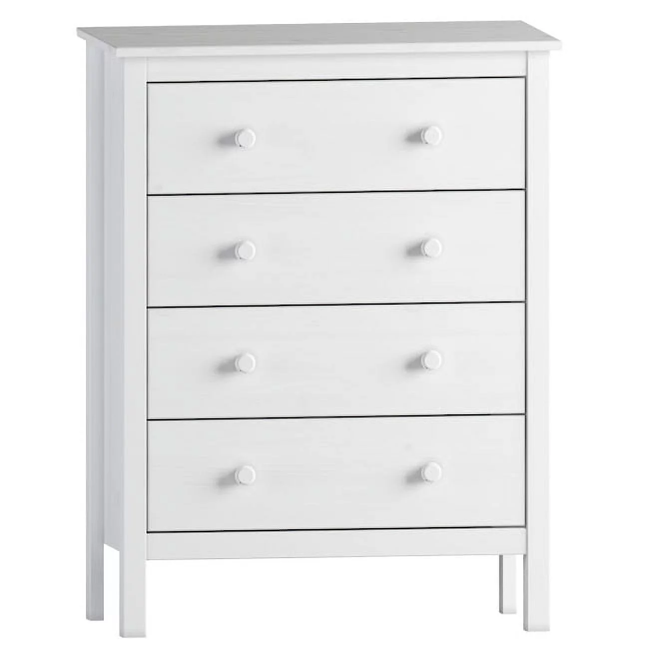 Solid Wood Bedroom Chest with 4 Deep Storage Drawers White