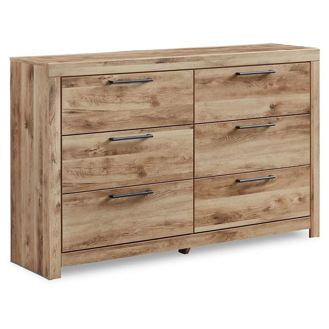 59 in. 6-Drawers Wood Grain Dresser with Metal Bar Handles, Brown