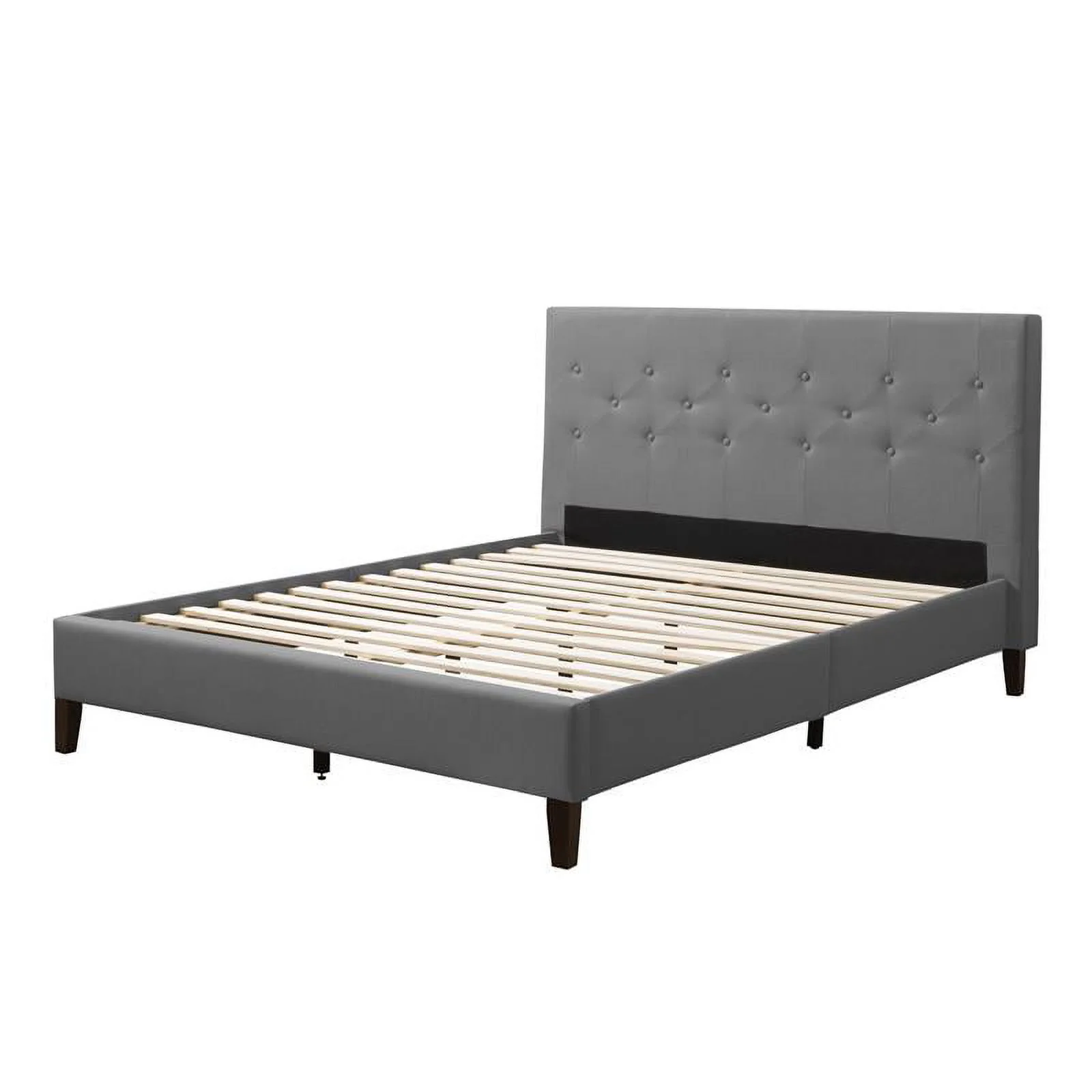 Nova Ridge Light Gray Fabric Tufted Queen Bed with Headboard