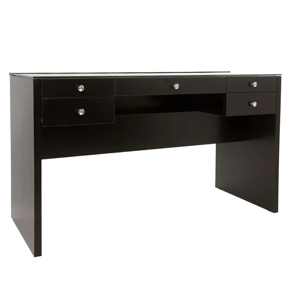 Impressions Vanity SlayStation Plus 3.0 Makeup Vanity Dresser Table Top with Five Drawers Wood Materials , Perfect for Bedroom Decore (Black)