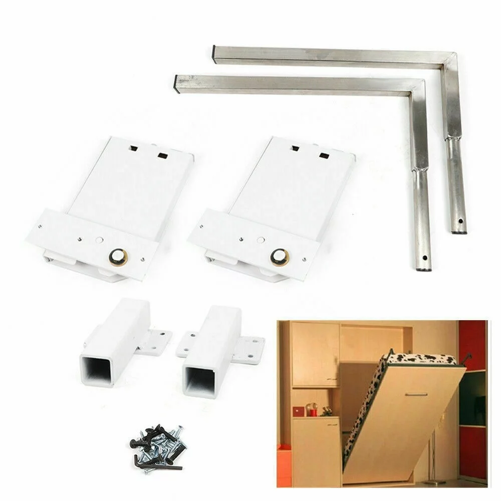Fichiouy DIY Murphy Bed Hardware Kit Wall Bed Frame Mechanism Hardware Kit for Horizontal Wall iron + stainless steel (Small Size）