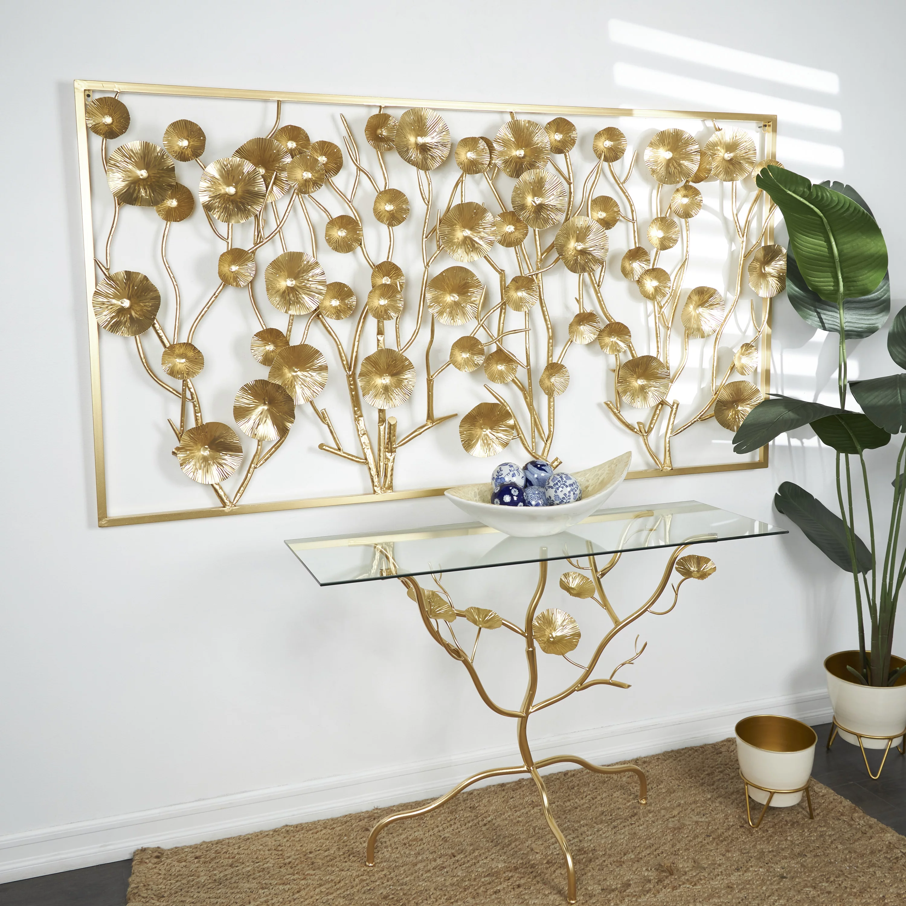 The Novogratz Gold Metal Dimensional Floral Wall Decor
