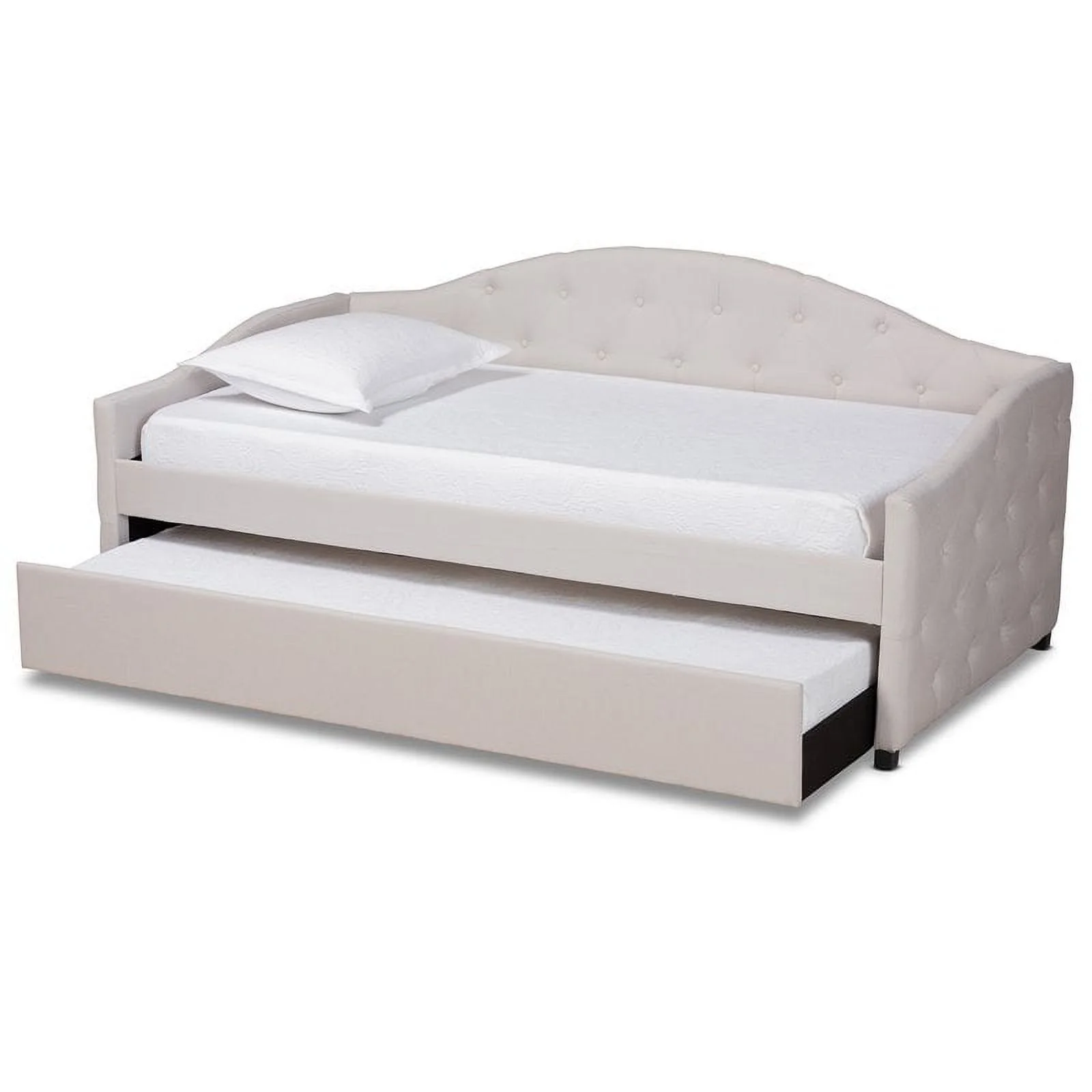Bowery Hill Transitional Brown Beige Twin Size Daybed with Trundle