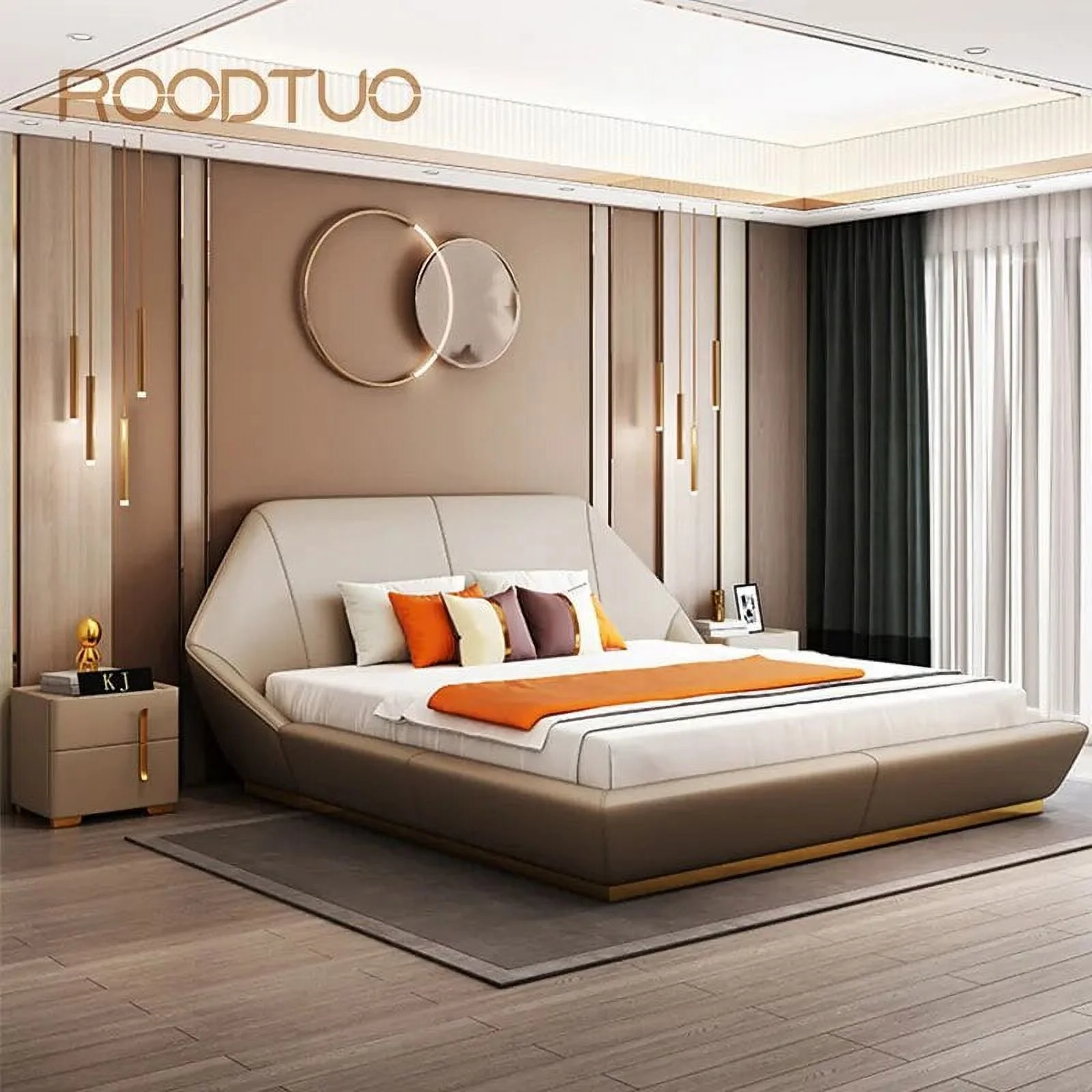 Modern Minimalist Double Bed Size Designer Bed With Mattress Leather Bedroom Furniture Queen King Size Bed Frame