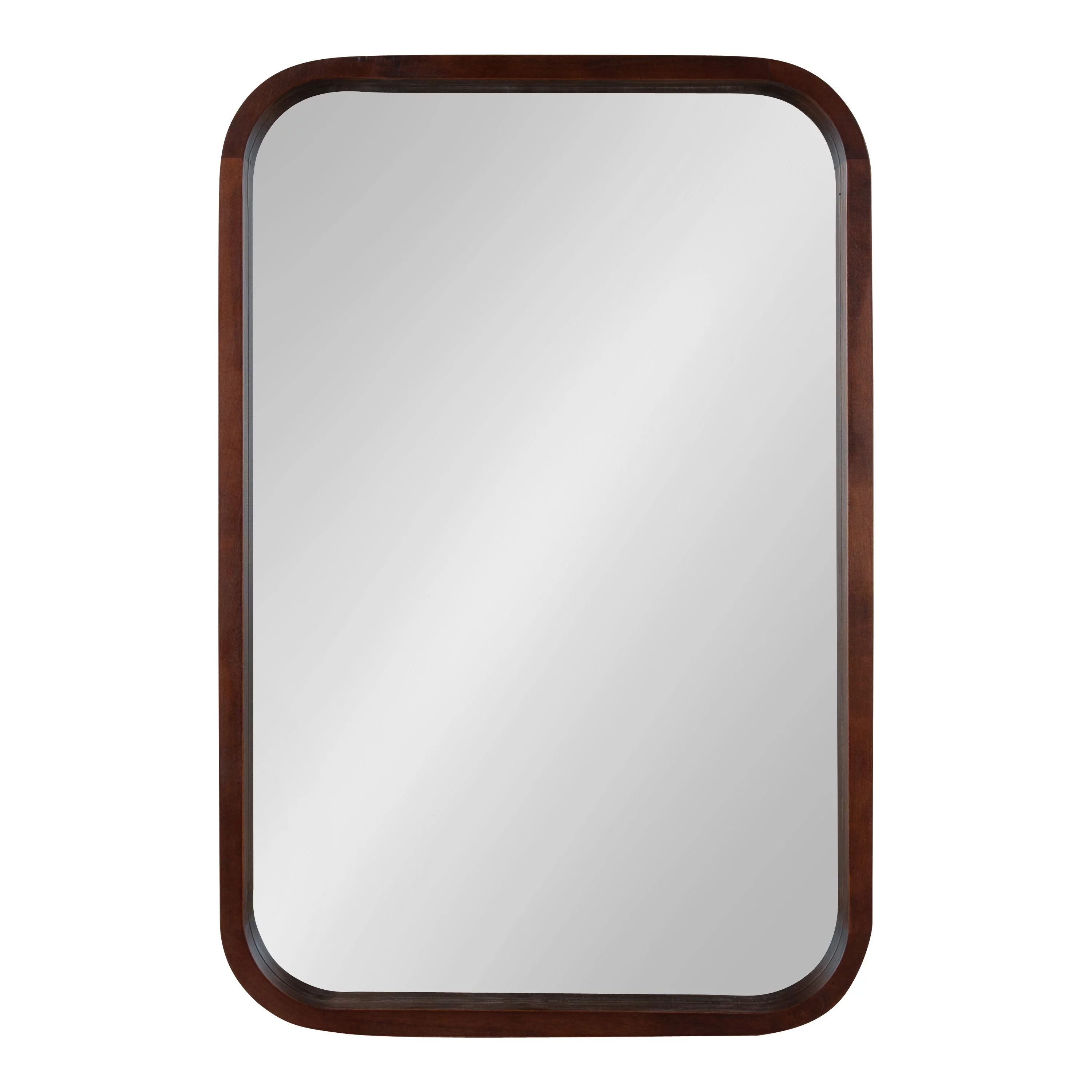 Kate and Laurel Hutton Modern Rounded Rectangle Wall Mirror, 20 x 30, Walnut Brown, Transitional Geometric Mirror for Wall