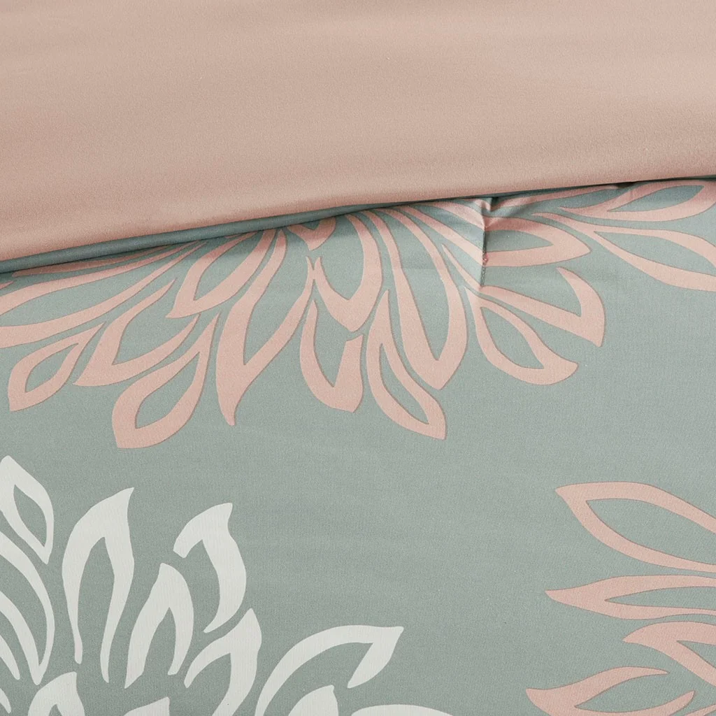 Gracie Mills Willie 9-Piece Floral Comforter Set with Cotton Sheets - GRACE-10705