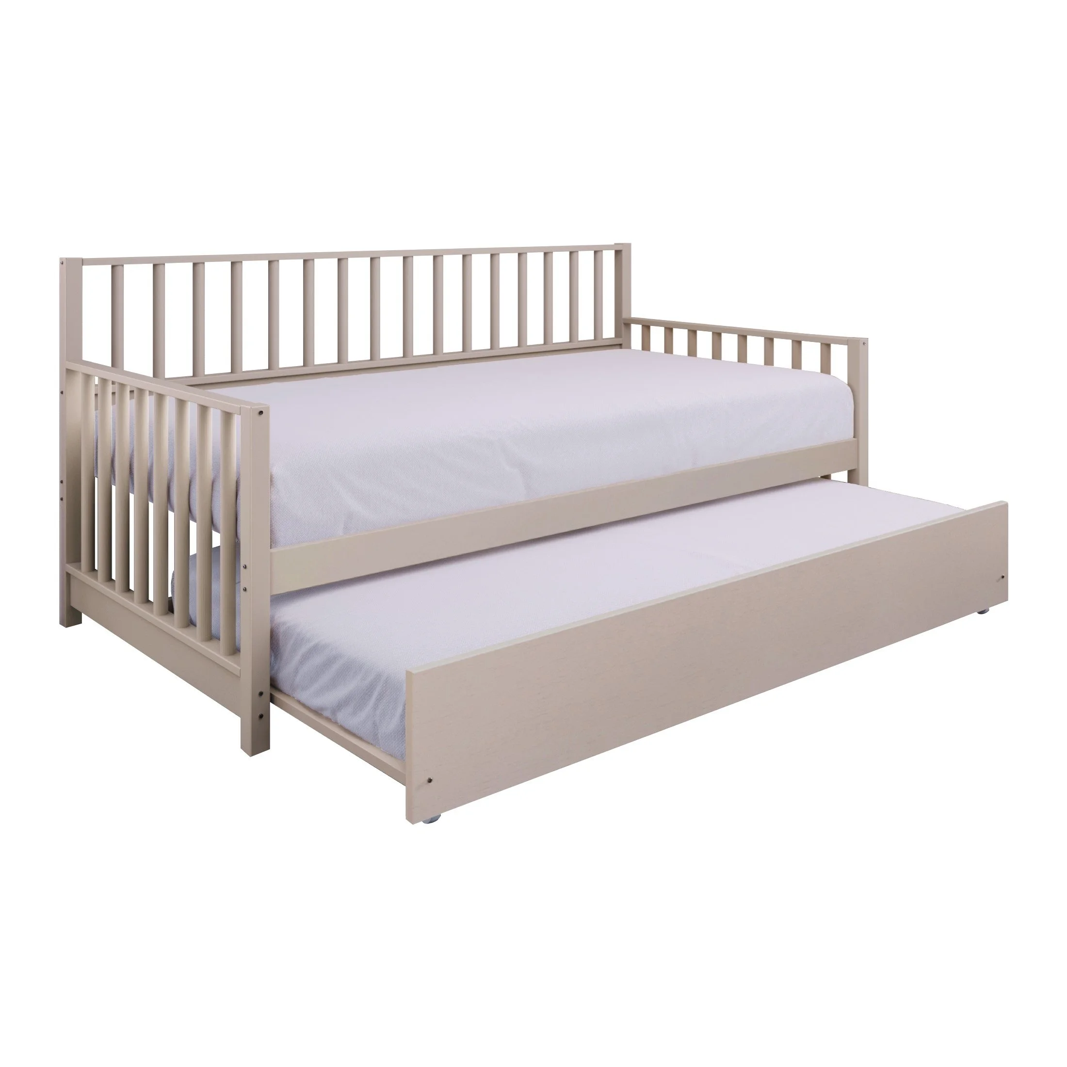 Castle Place Vintage Style Twin Size Wooden Daybed With Trundle, White