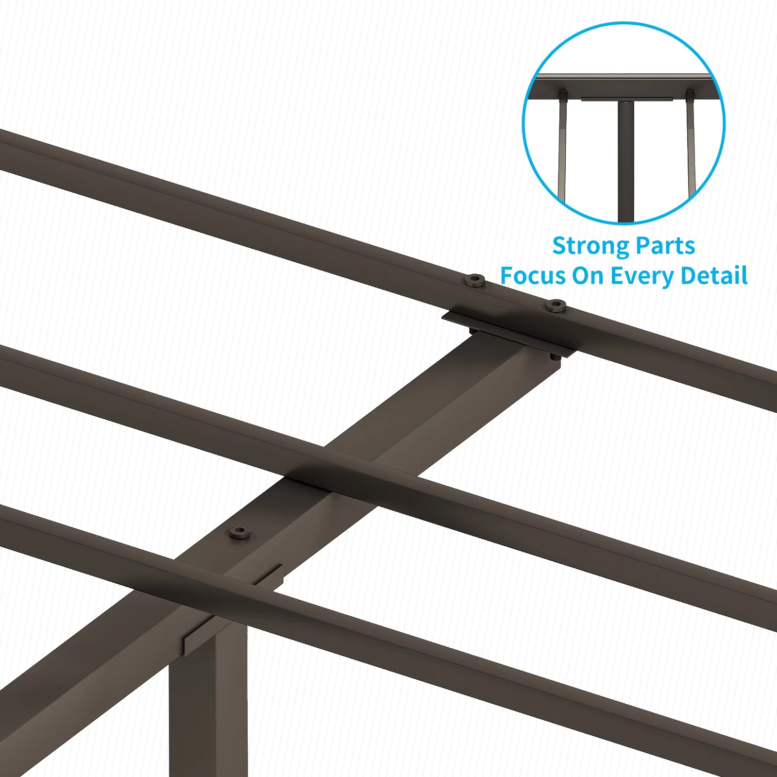 TABU California King Size Metal Bed Frame with Headboard & Footboard - Easy Assembly - No Box Spring Needed - Cal King/Brown