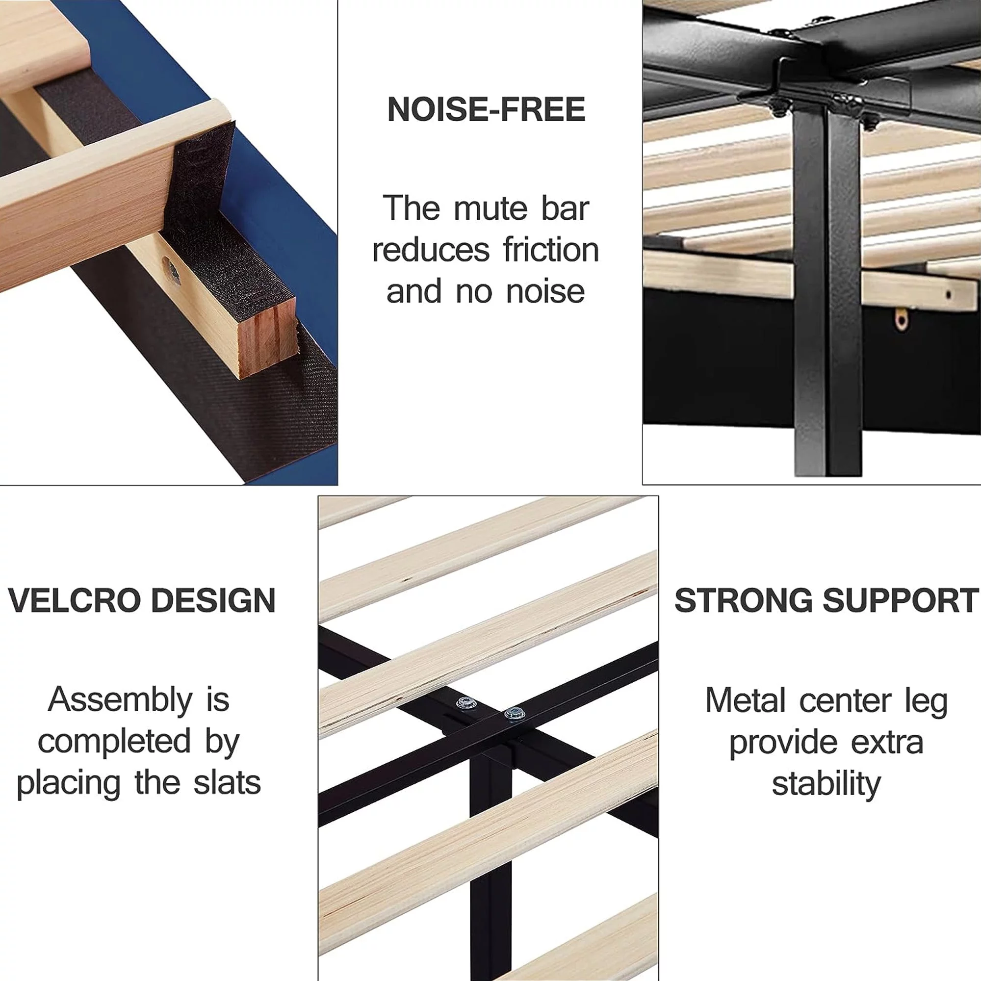 VECELO Twin Size Bed Frame, Upholstered Platform Bed Frame with Adjustable Headboard, Easy Assembly, No Box Spring Needed, Non-Slip and Noise-Free with Strong Wood, Dark Blue