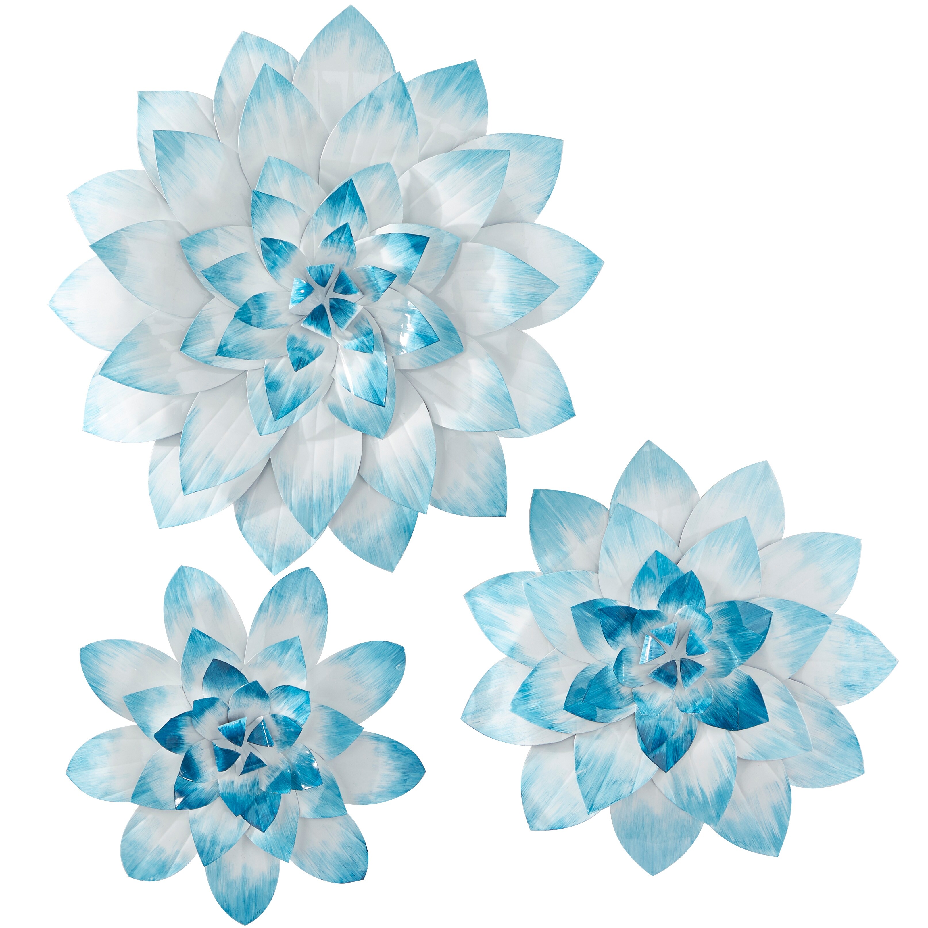 The Novogratz  Blue Metal 3D Floral Wall Decor (Set of 3)