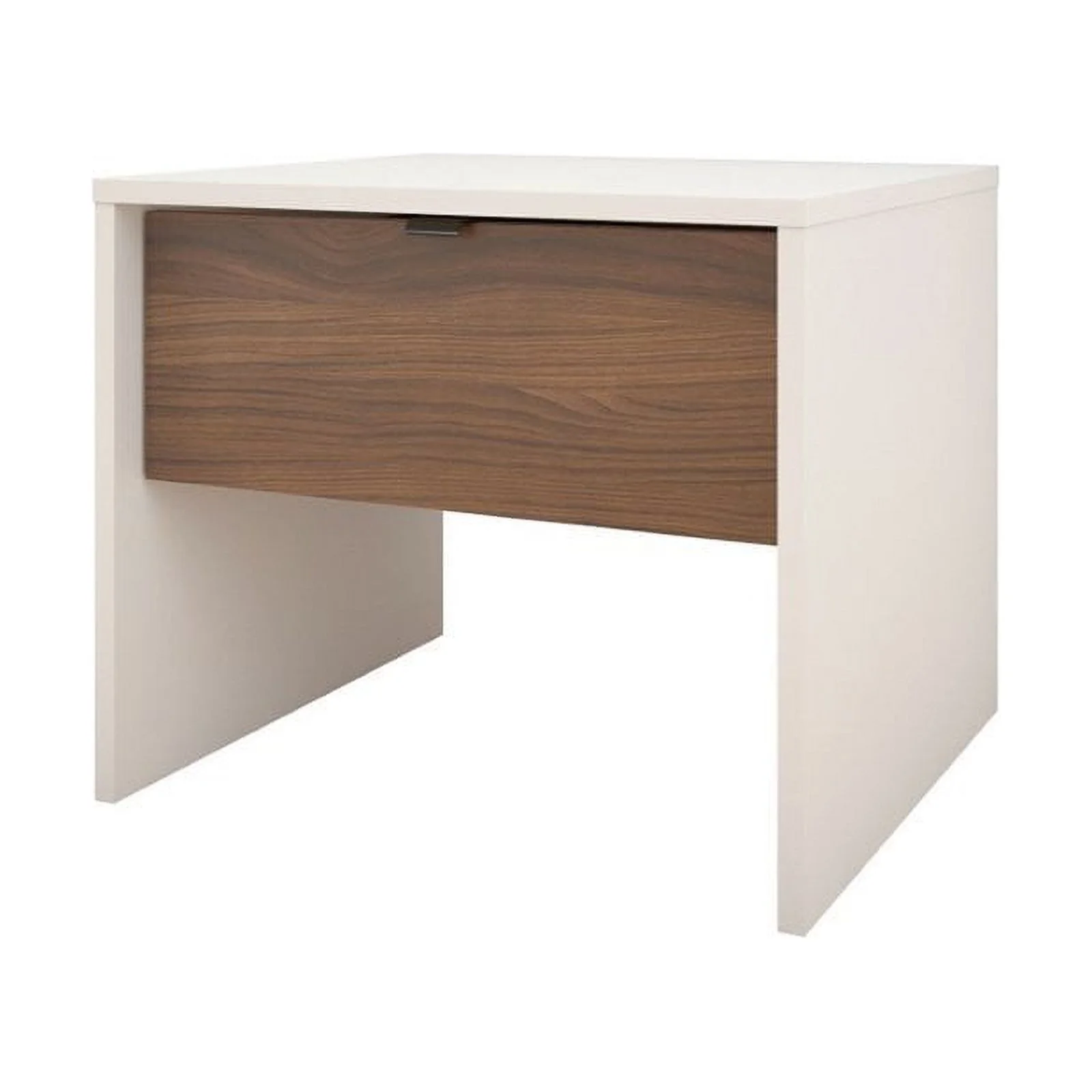 5 Piece Bedroom Set with Headboard and Set of 2 Night Stand with Storage in White and Walnut