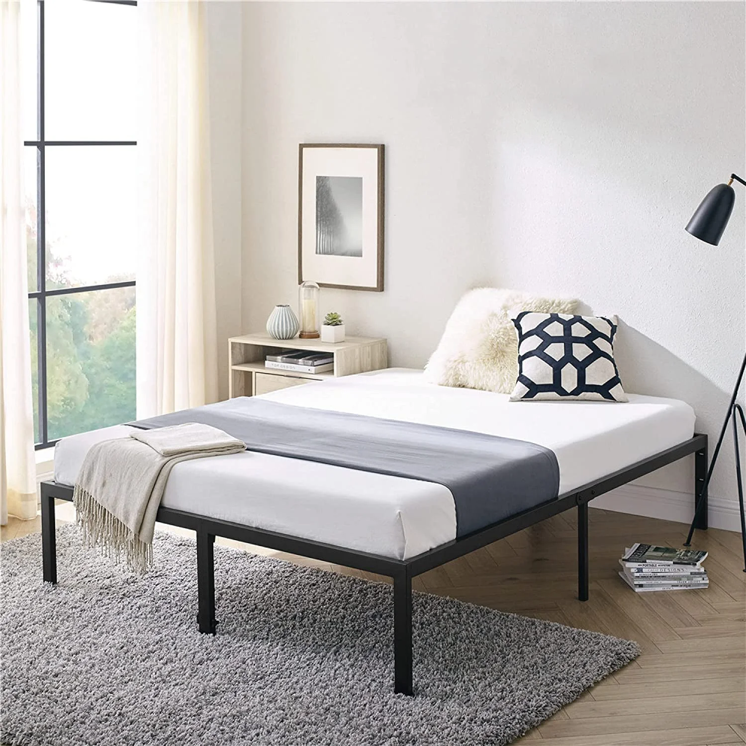Classic Brands Black Heavy-Duty Metal Platform Bed Frame, Twin