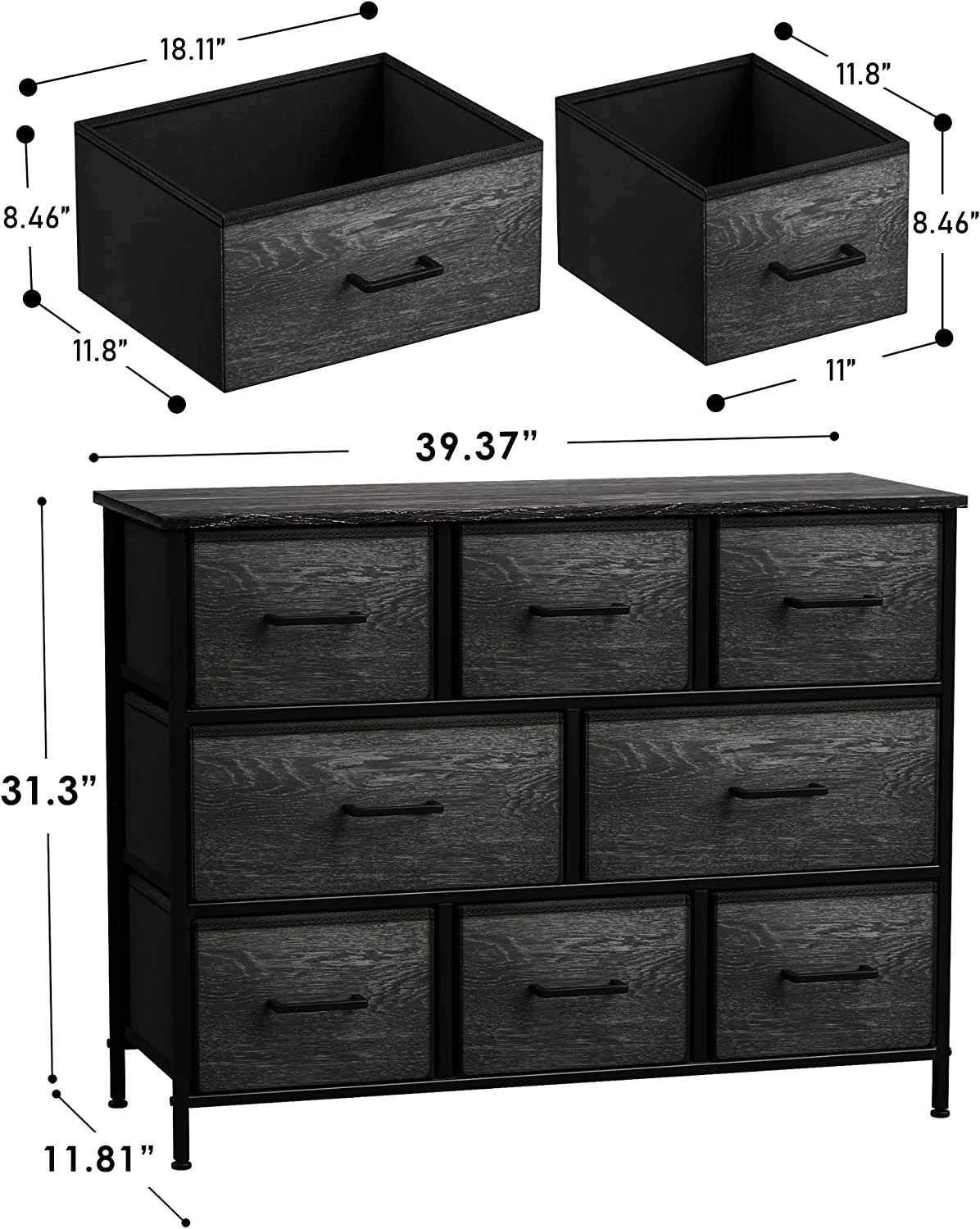 Sorbus Dresser with Fabric Drawers - Wide Chest of Drawers - Great for Bedroom and Living Room Organizing - Collapsible Drawers & Portable TV Stand