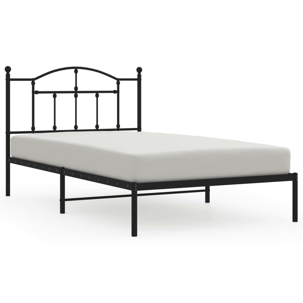 OWSOO Metal Bed Frame with Headboard, Exceptional Sturdiness and Stability, Black, 39.4