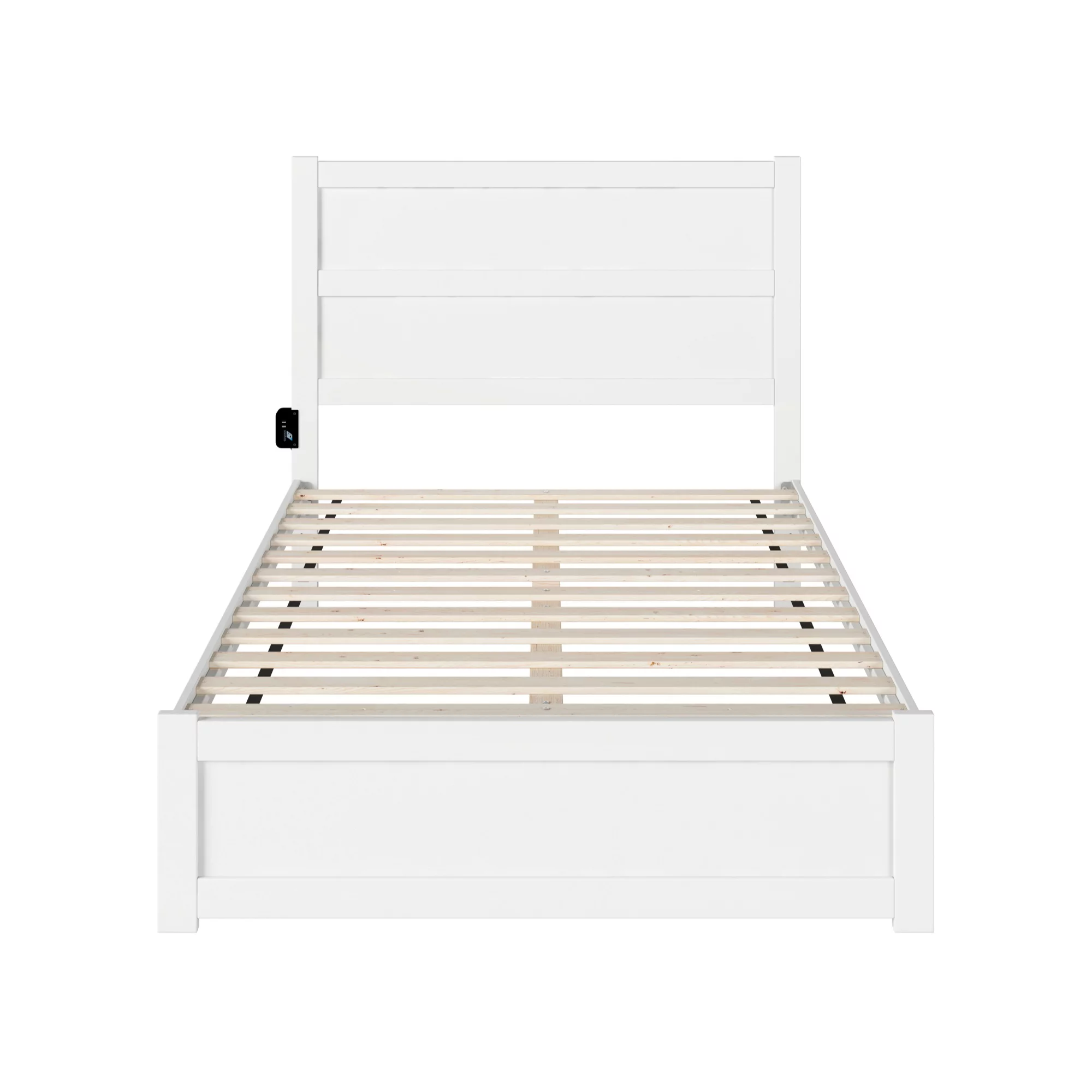 AFI NoHo Solid Wood Full Bed with Footboard with USB Charger in White