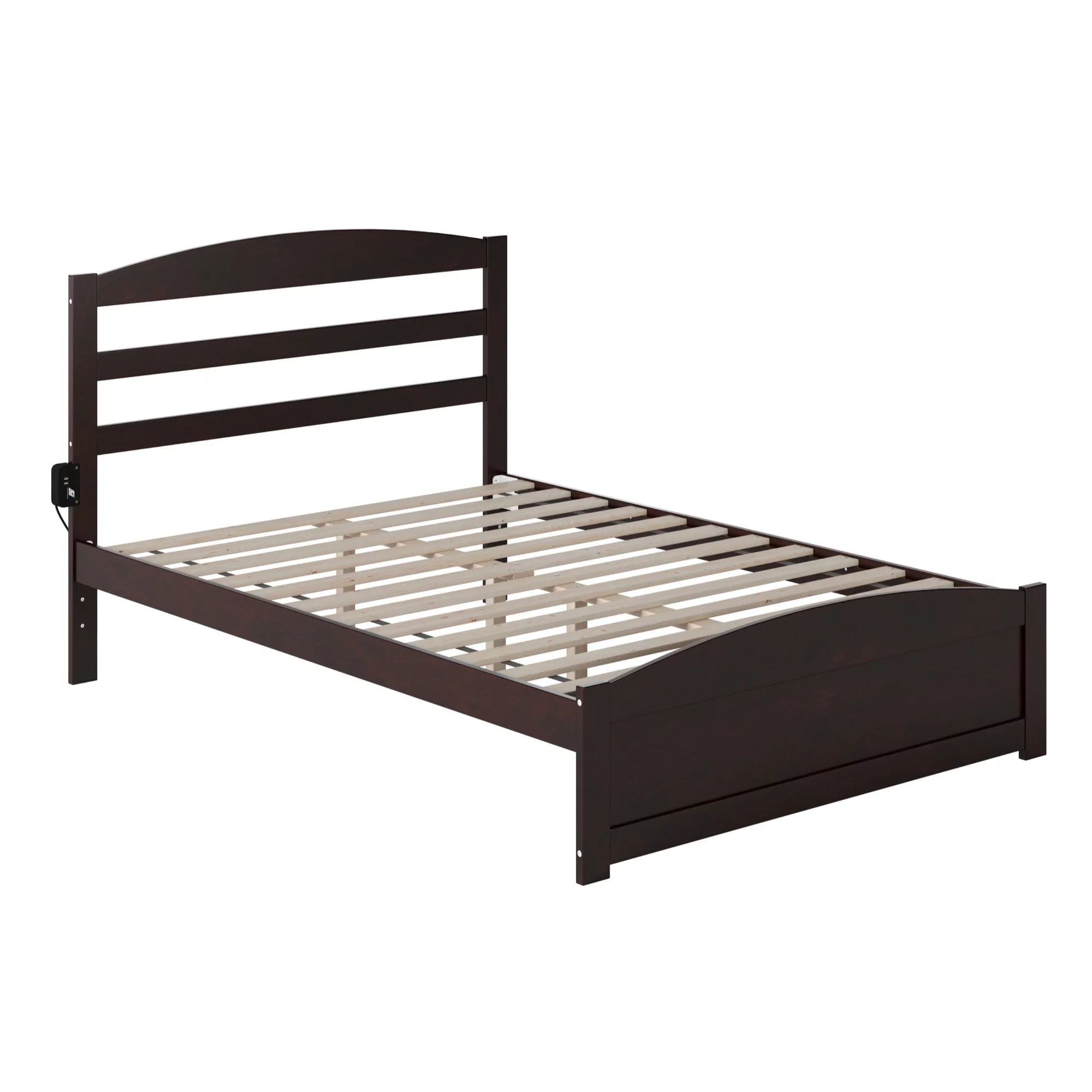 Warren, Solid Wood Platform Bed with Footboard, Full, Espresso