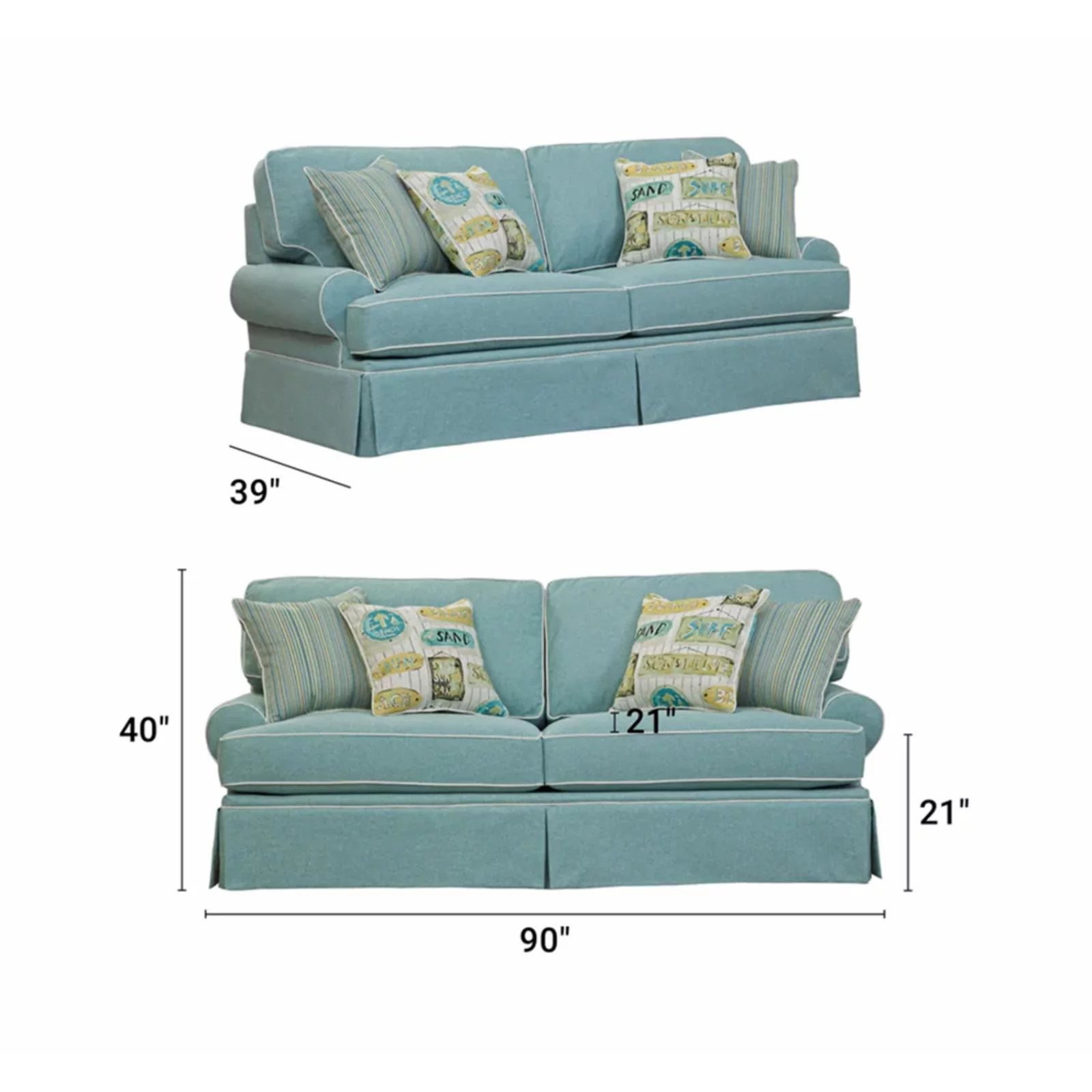 American Furniture Classics 8-010-S275A Coastal Aqua Series Sofa