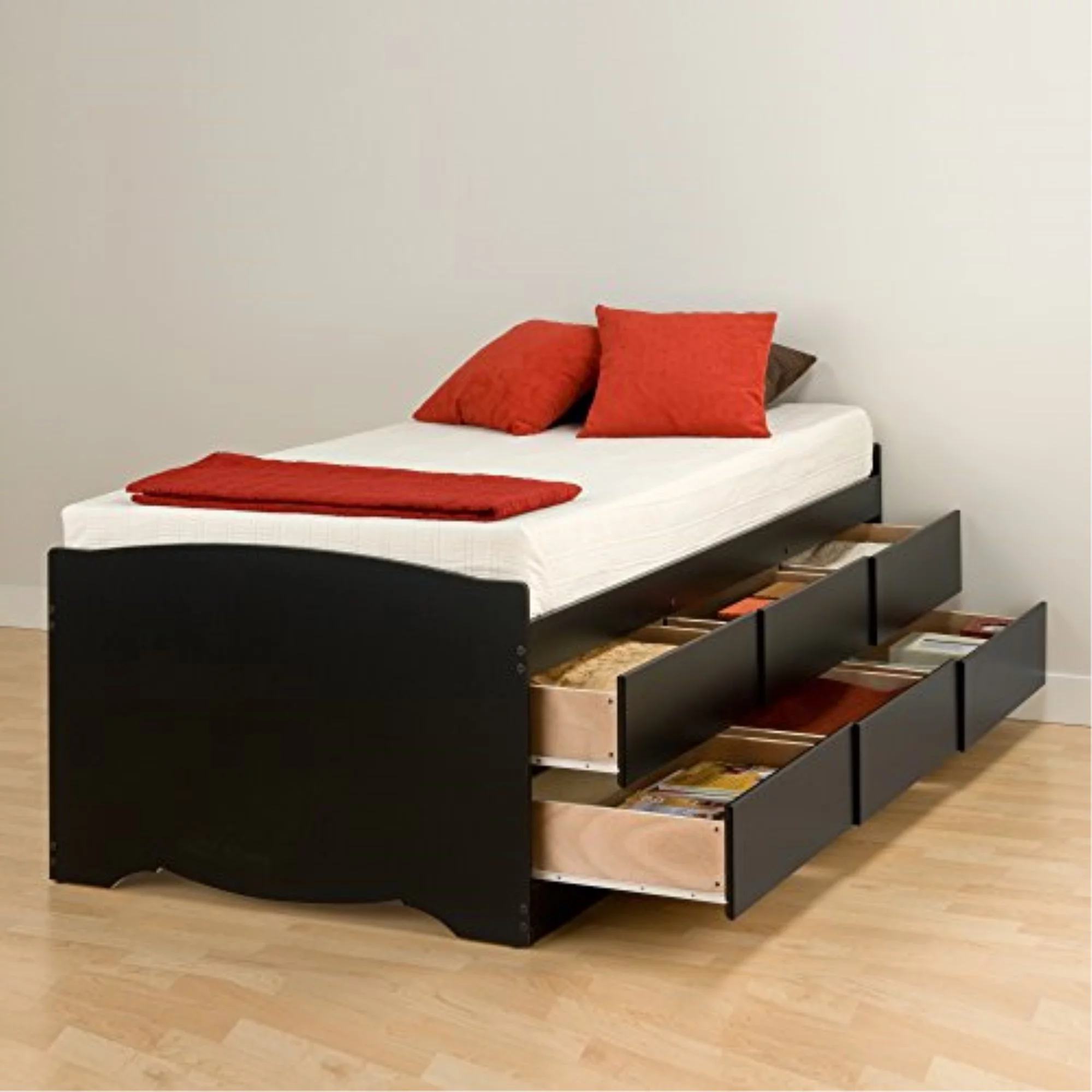 Prepac Sonoma Black Tall Twin Platform Storage Bed