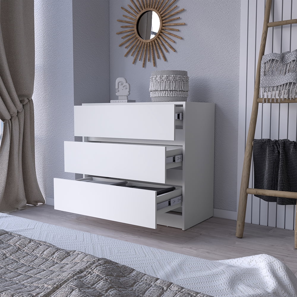 CoSoTower Dresser Maldus, Three Drawers, White Finish