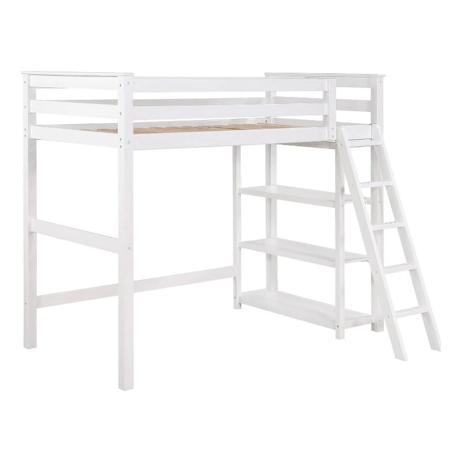 Coaster 3-Shelf Transitional Wood Twin Workstation Loft Bed in White