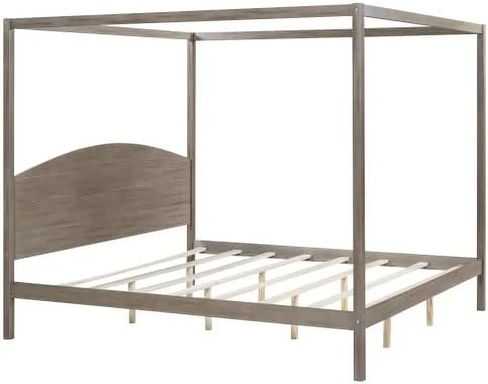 King Size Canopy Platform Bed with Headboard and Support Legs