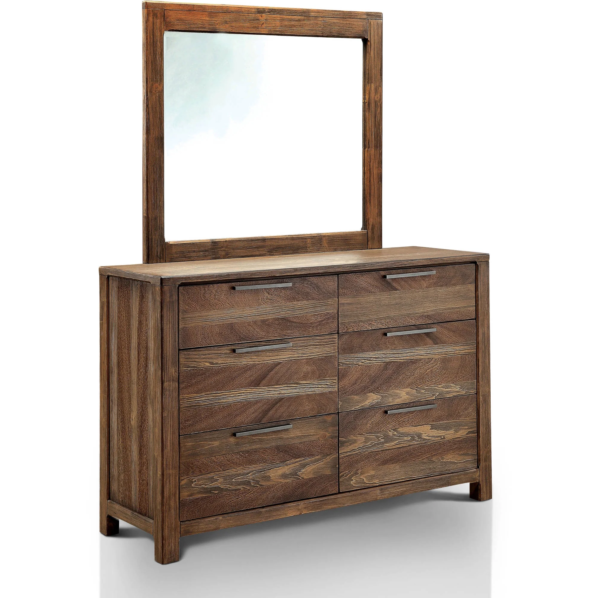 Furniture of America Tristan 2-Piece Dresser and Mirror Set, Natural Tone