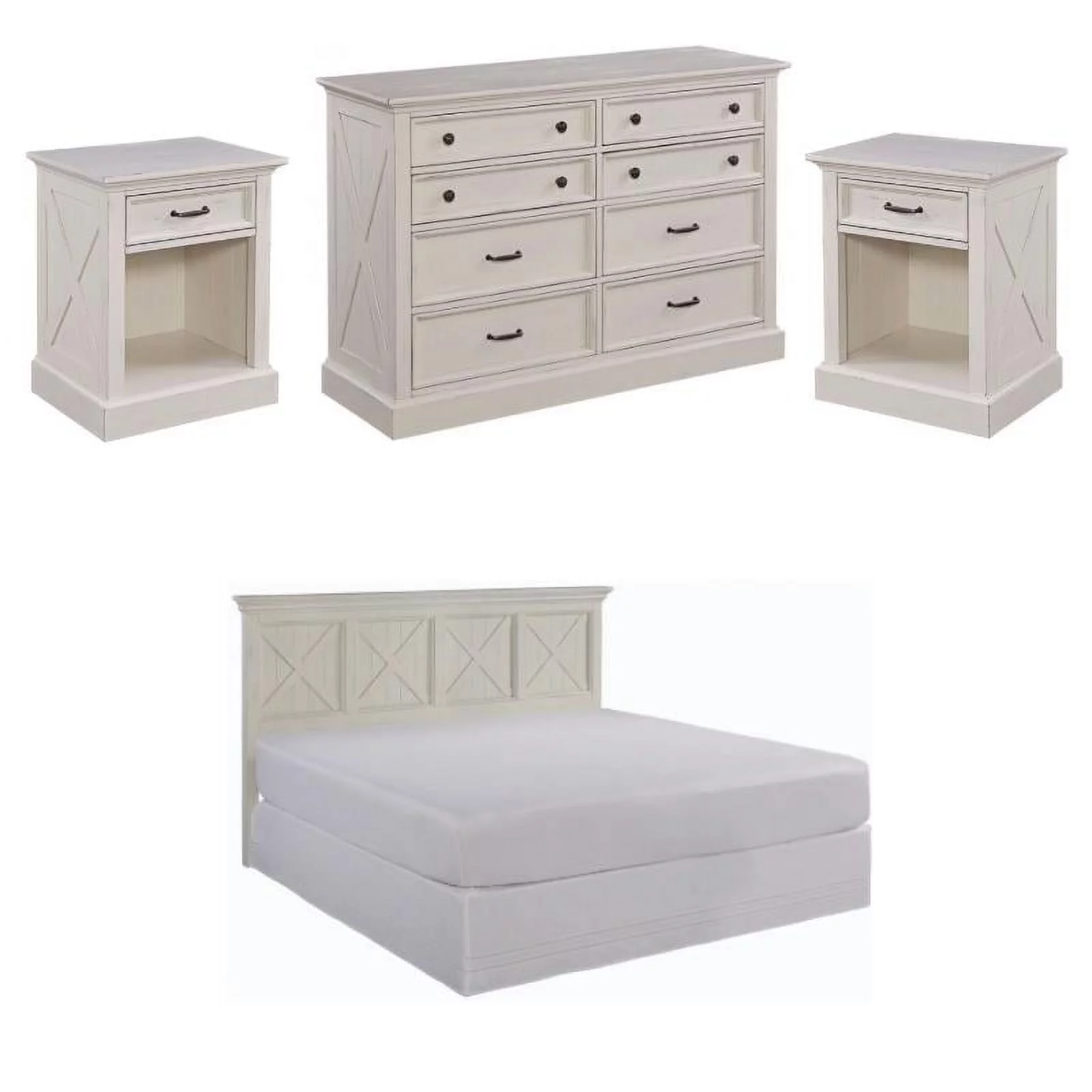 Home Square 4-Piece Set with 2 Nightstands & Dresser & King Headboard