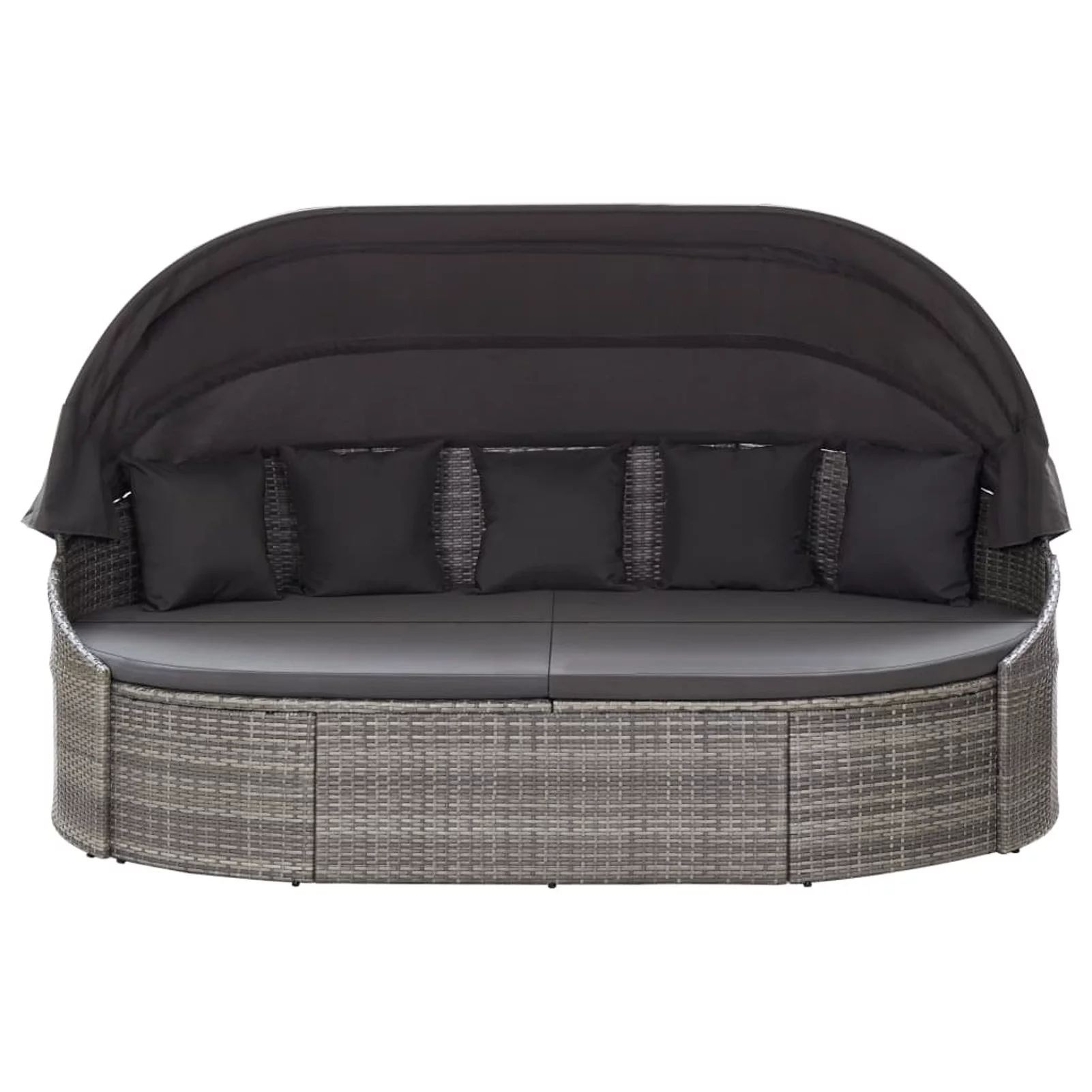 moobody Patio Bed with Canopy Poly Rattan Gray