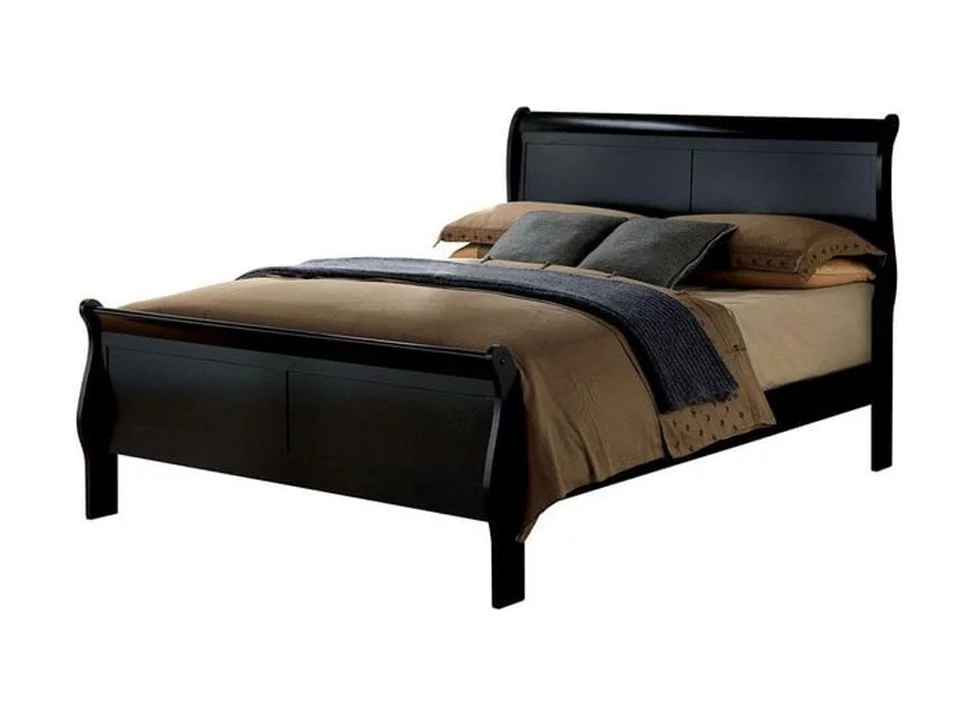 1pc Queen Size Bed Black Color Solid wood Veneers Headboard Footboard Rails Bedframe Design Panels