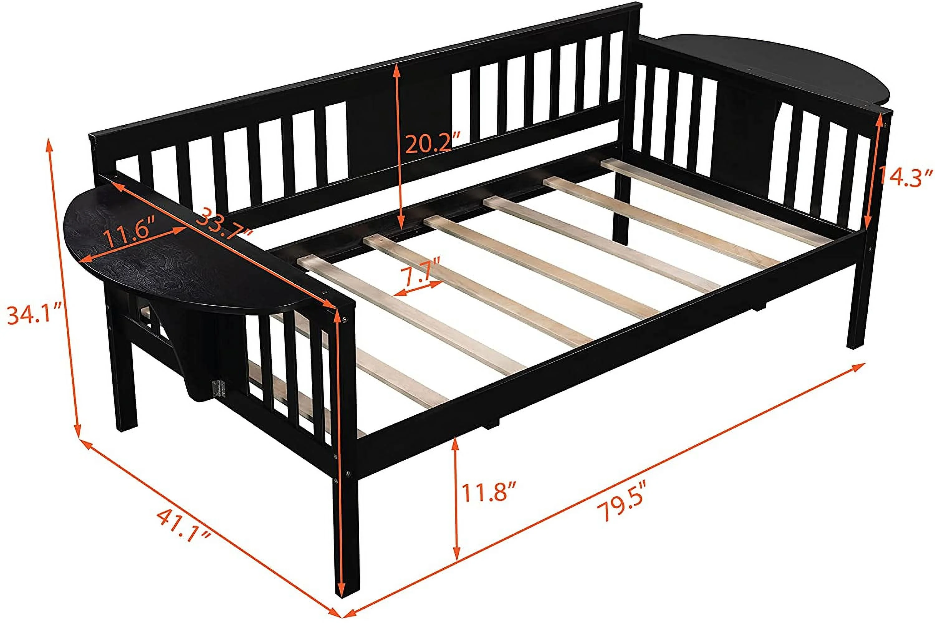 Size Daybed Frame, Wooden Daybed For Kids Teens Guests. No Box Spring Needed, Bedroom Living Room Furniture (Espresso)