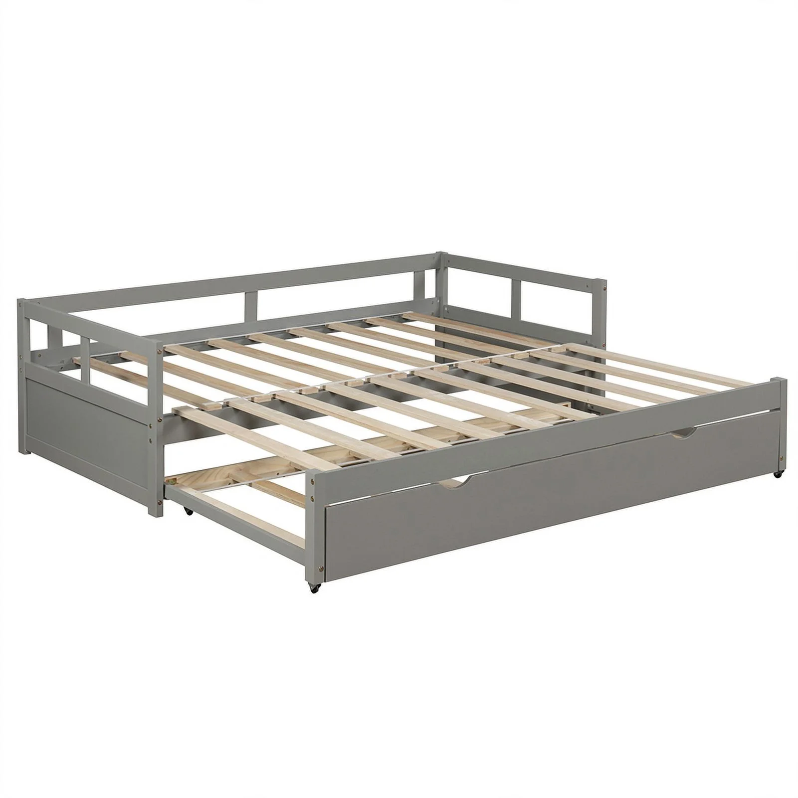 CRO Decor Extending Daybed with Trundle Wooden Daybed with Trundle (Gray)