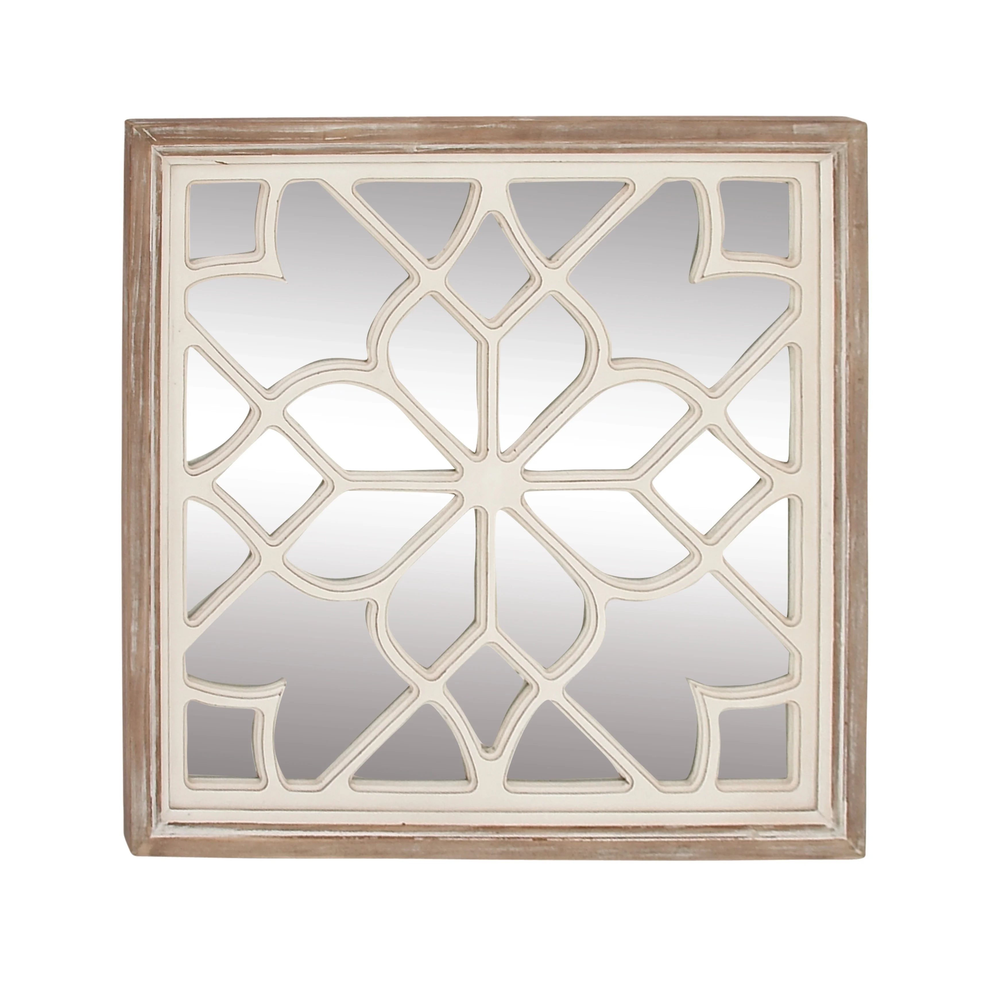 Studio 350 White MDF Vintage Wall Mirror 30 x 30 x 1 - 30 x 1 x 30 - 30 x 1 x 30