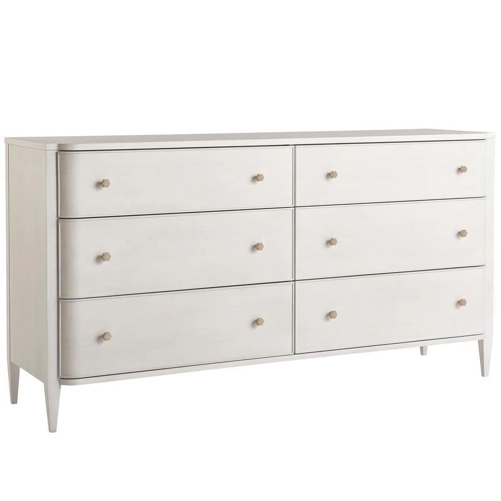 Maklaine Transitional Wood 6 Drawers Dresser in White Finish