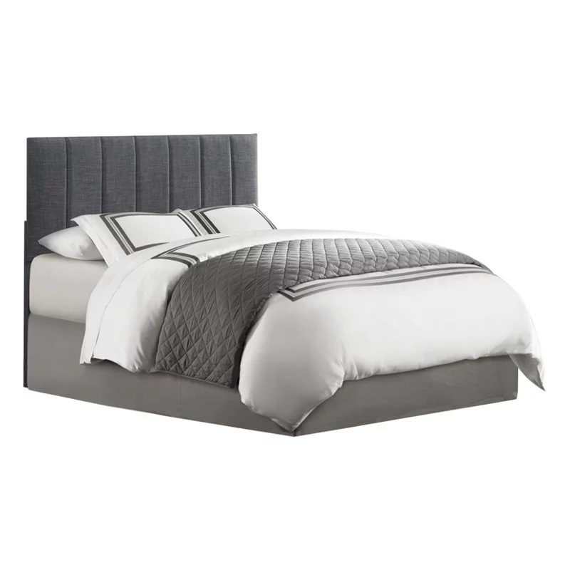 Pemberly Row Full Queen Upholstered Panel Headboard in Gray