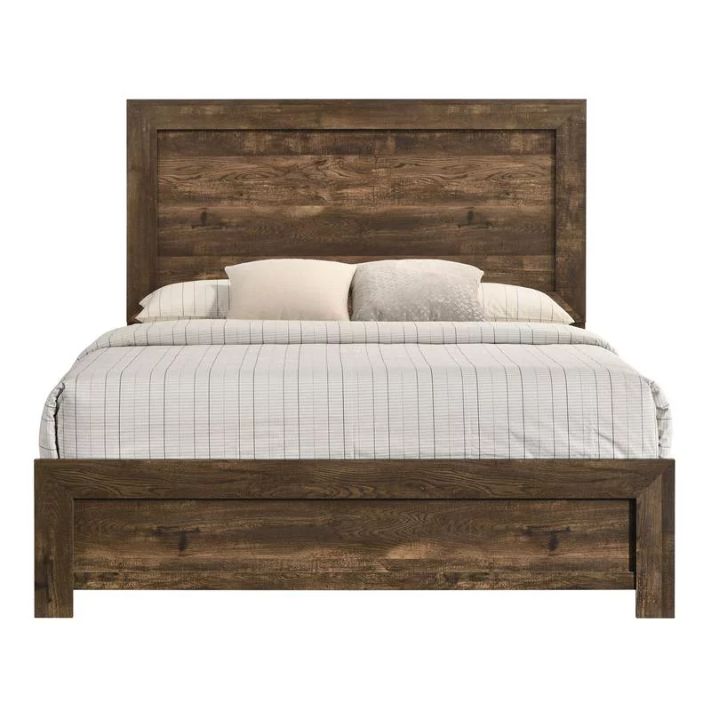 Bowery Hill Farmhouse Chipboard with Paper/MDF Wood Full Panel Bed in Walnut
