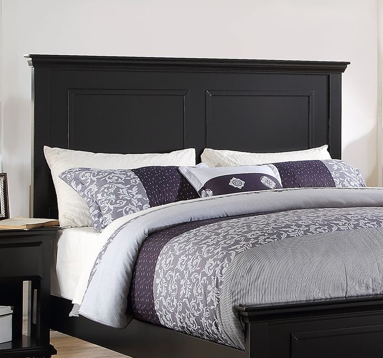 Eastern King Size Bed Black Color Bedroom Furniture 1pc Bedframe Rectangular Pattern HB FB panel