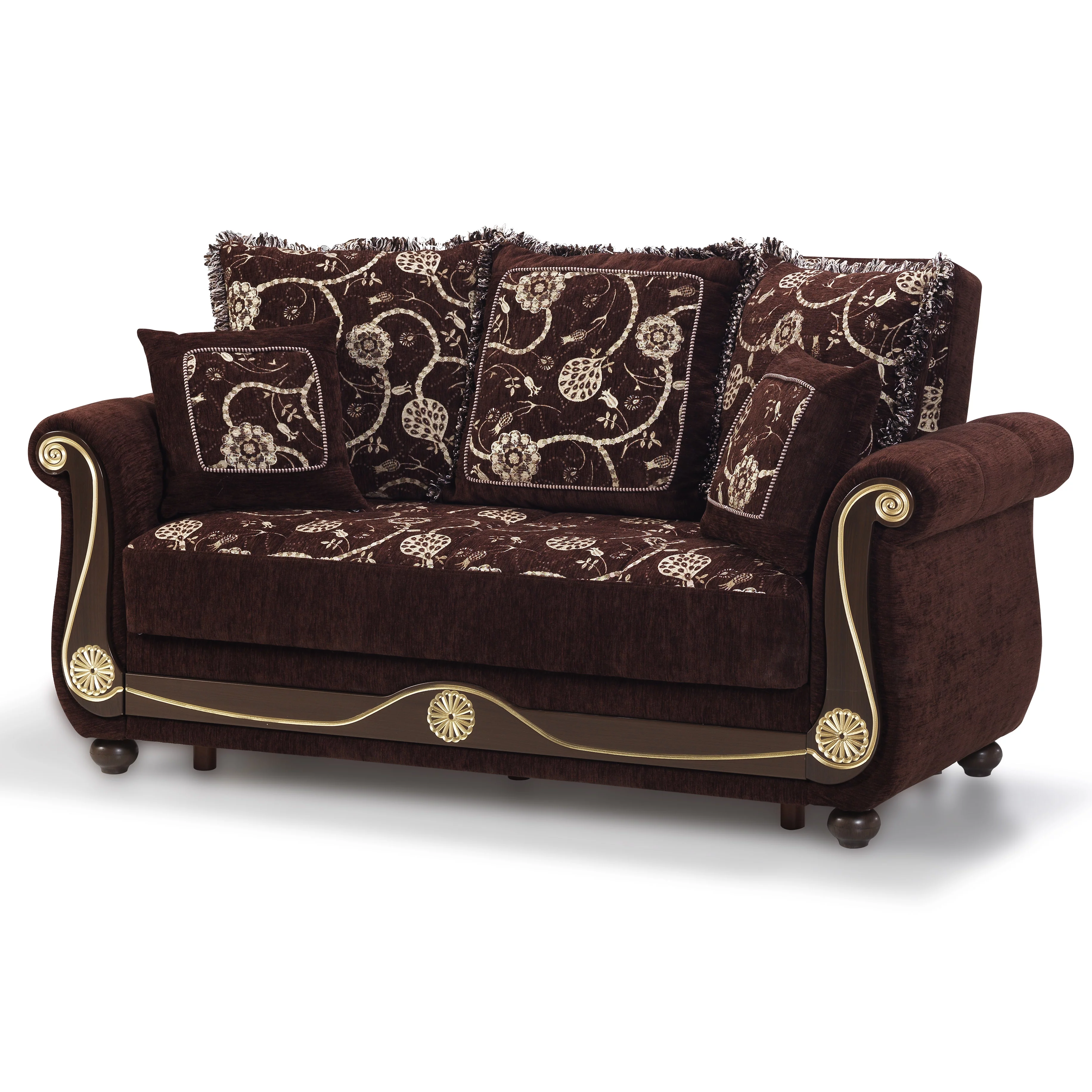 Ottomanson Patriot Sleeper Loveseat, Brown Chenille