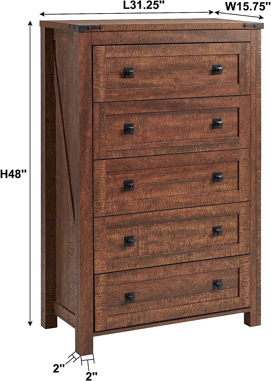 Farmhouse 6 Drawers Dresser Chests for Bedroom Wood Rustic Wide Chset of Drawers Storage Dressers Organizer for Bedroom Living Room Hallway Light Rustic Oak