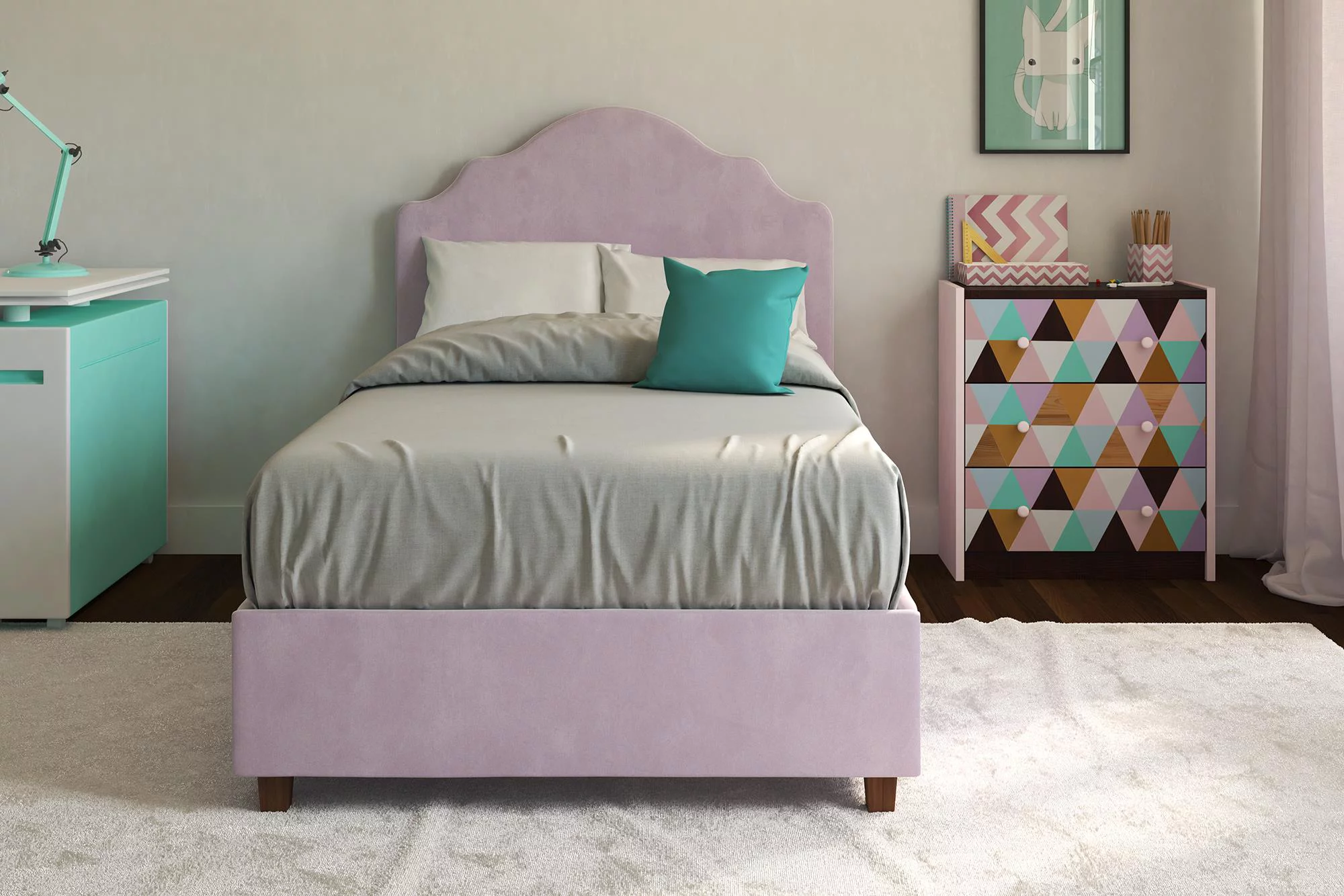 DHP Savannah Upholstered Bed, Twin Size Lilac