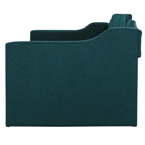 Churanty Upholstered Daybed with Trundle Twin Size Daybed Sofa Frame with Twin Roll-Out Trundle for Bedroom, Living Room, Guest Room, Green
